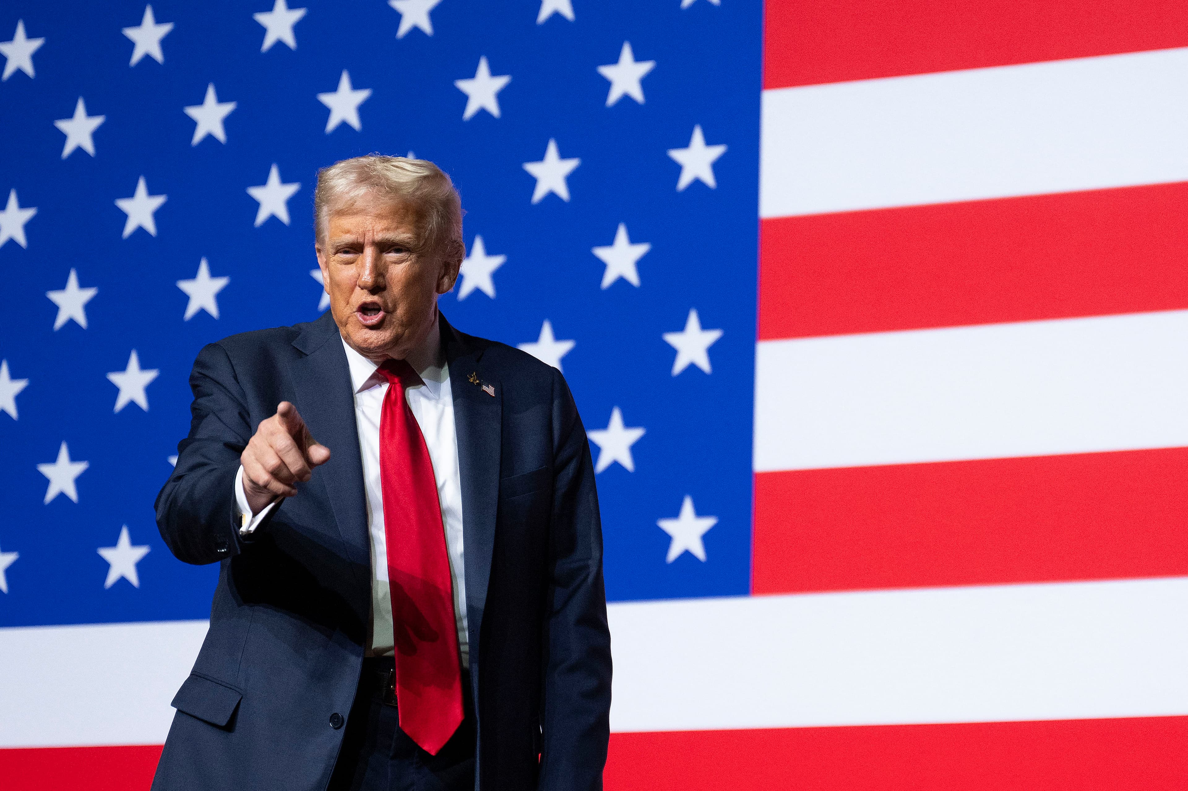 US President Donald Trump departs after addressing senior military officers gathered at Marine Corps Base Quantico in Quantico, Virginia, on September 30, 2025. Photo: AFP