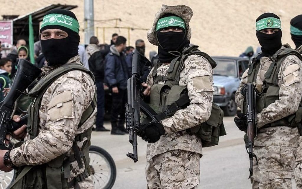 Members of the Izz ad-Din al-Qassam Brigades, the Hamas military wing, attend a memorial for Mohamed Zouari in the southern Gaza Strip town of Rafah on January 31, 2017. AFP file photo