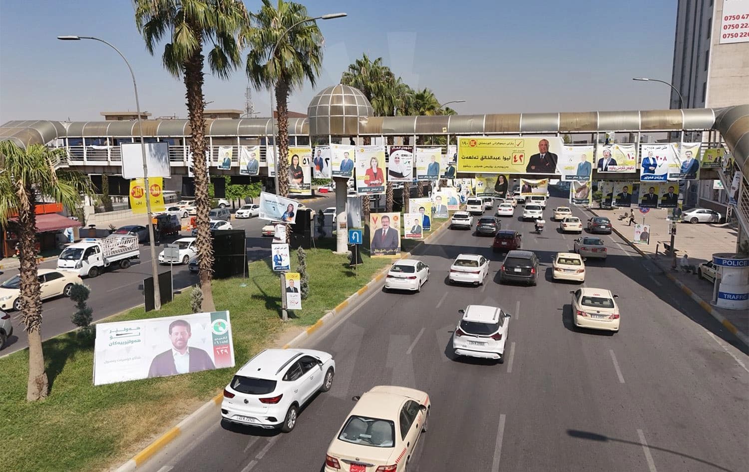 شەقامێکی هەولێر لە کاتی بانگەشە بۆ هەڵبژاردنی پەرلەمانی کوردستان بۆ خولی شەشەم