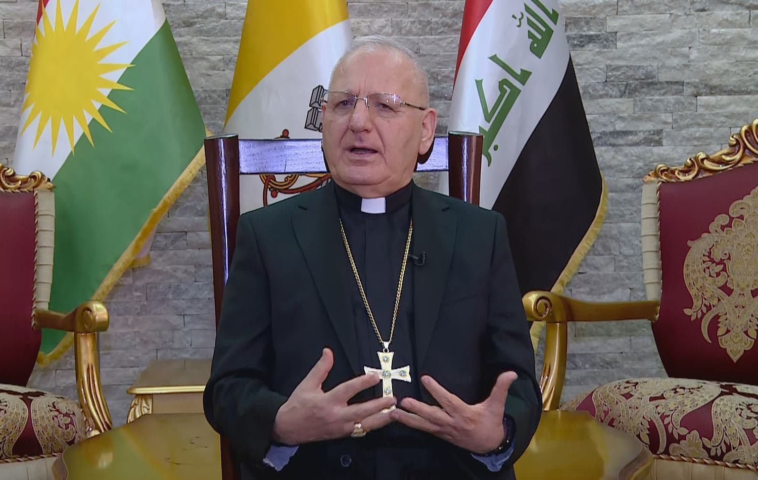 Cardinal Louis Raphael Sako, Patriarch of the Chaldean Catholic Church, speaks to Rudaw on July 16, 2021. Photo: Screengrab/Rudaw