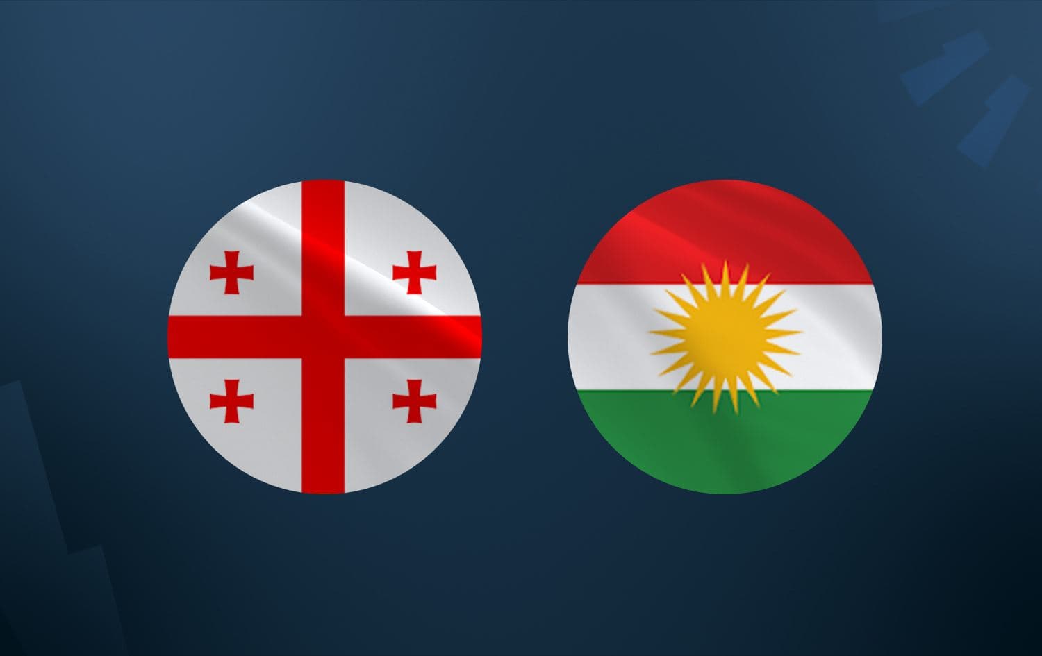 From left: Flags of Kurdistan and Georgia 