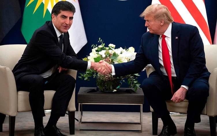 Kurdistan Region President Nechirvan Barzani in a meeting with US President Donald Trump on the sidelines of the World Economic Forum in January 2020, in Davos, Switzerland. AFP file photo