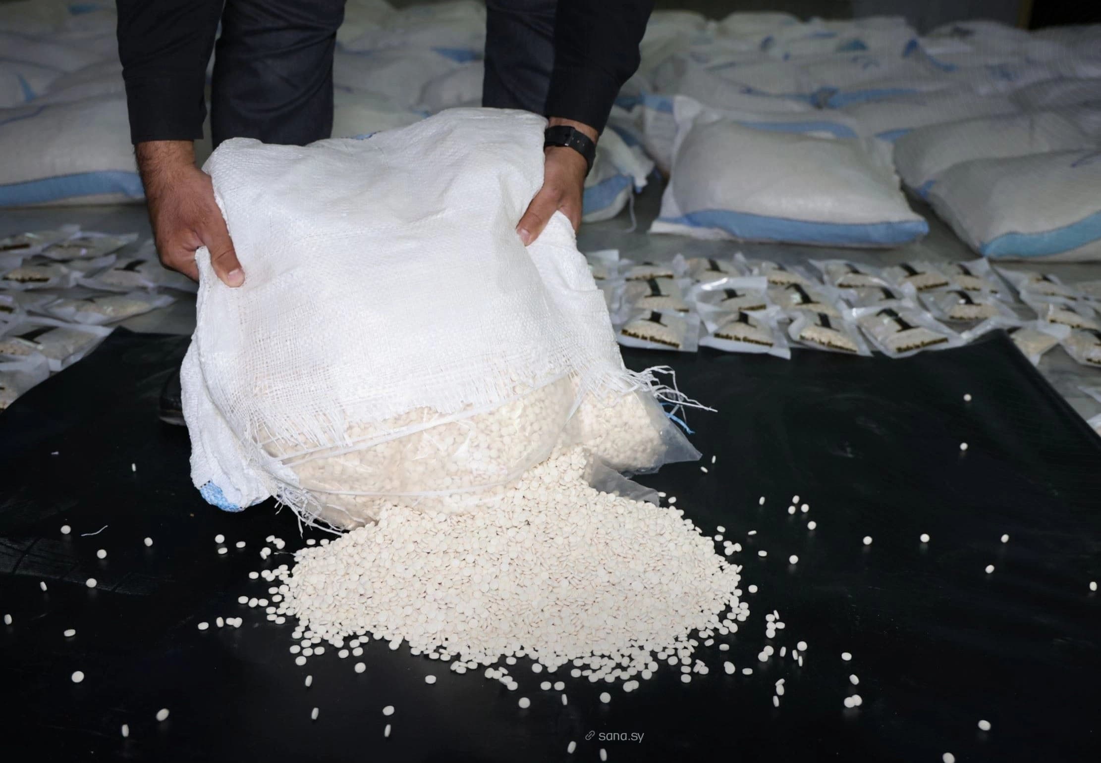 Syria’s anti-narcotics forces seize some 11 million Captagon pills flowing in from Lebanon on October 28, 2025. Photo: SANA