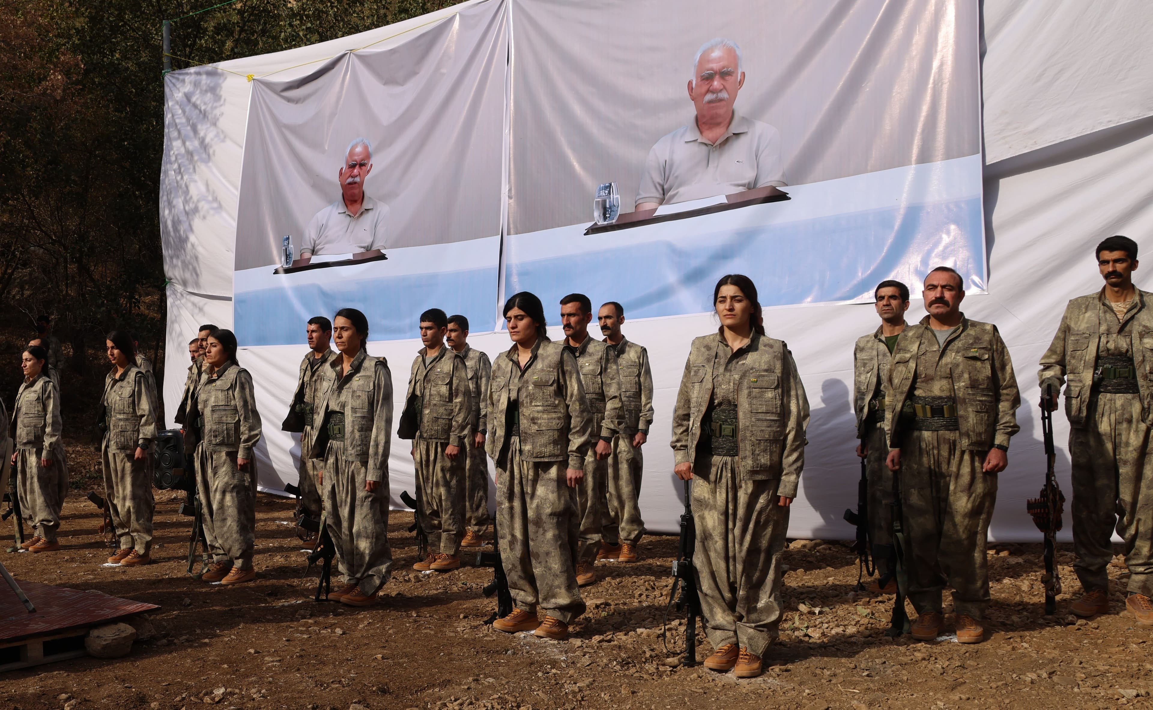 Kurdistan Workers' Party (PKK)  fighters attend a ceremony in Mount Qandil on October 26, 2025. Photo: Rudaw