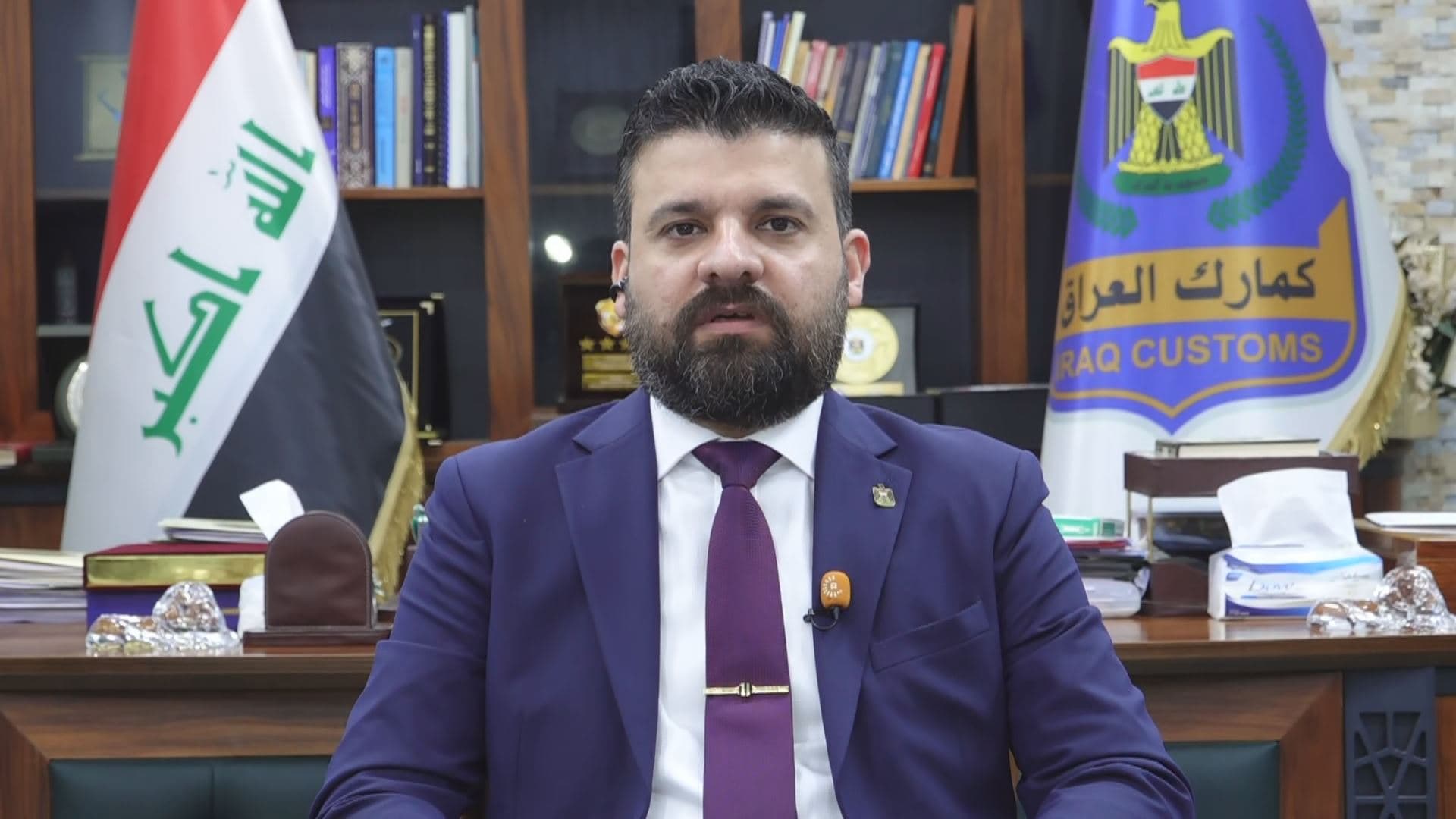 Thamer Qasim Dawood, Director-General of the General Commission of Customs, speaks to Rudaw on November 3, 2025. Photo: Screengrab/Rudaw