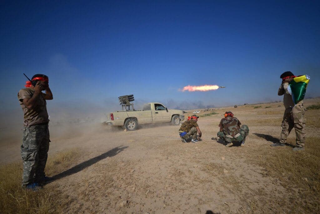 Members of the Popular Mobilization Forces (PMF) during liberation operations in northern Nineveh province in 2017. File photo: PMF