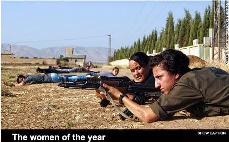 CNN photo of Kurdish female fighters in Syrian Kurdistan (Rojava). AFP file