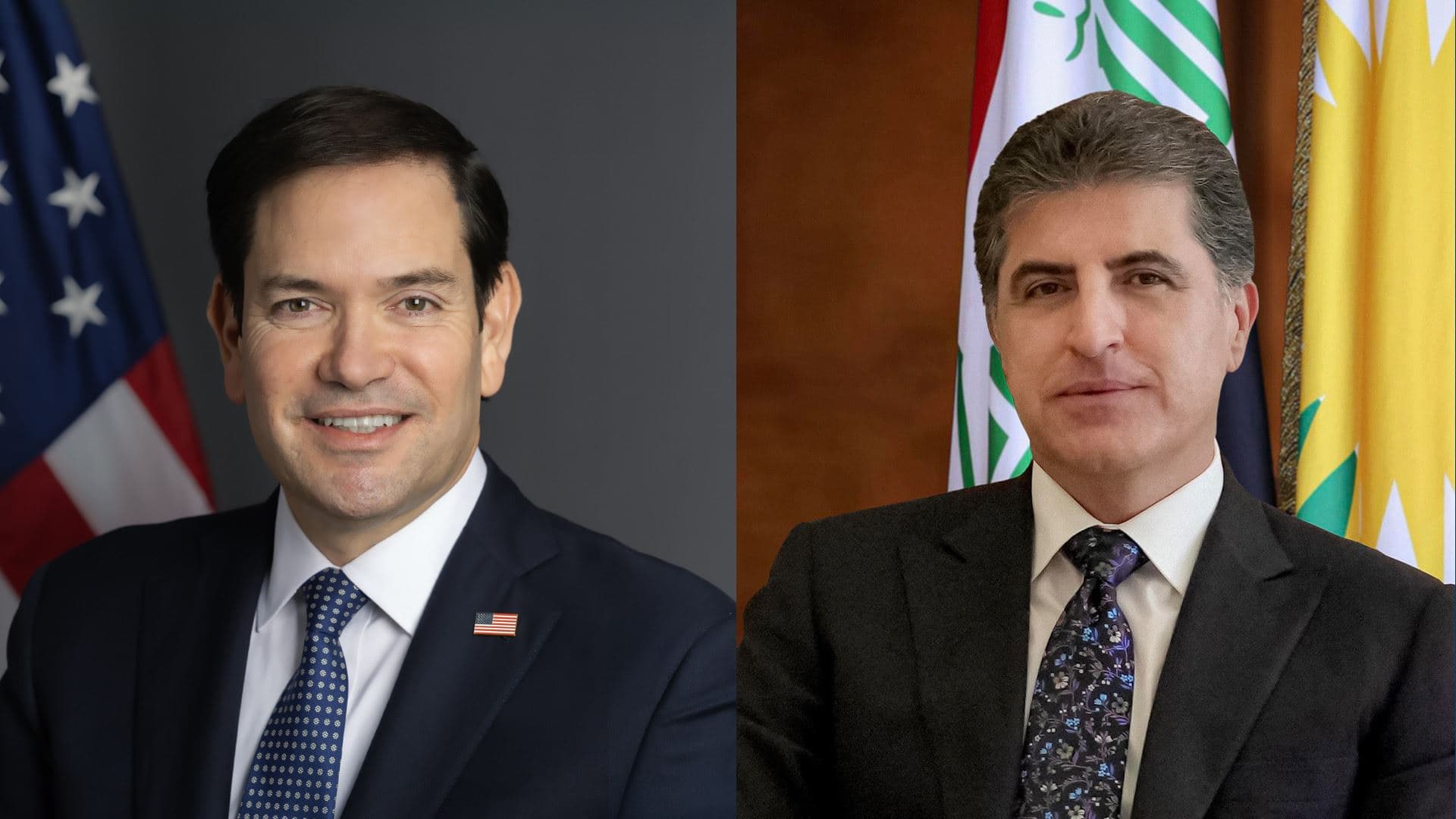 Kurdistan Region President Nechirvan Barzani (right) and US Secretary of State Marco Rubio (left). Photo: Kurdistan Region Presidency