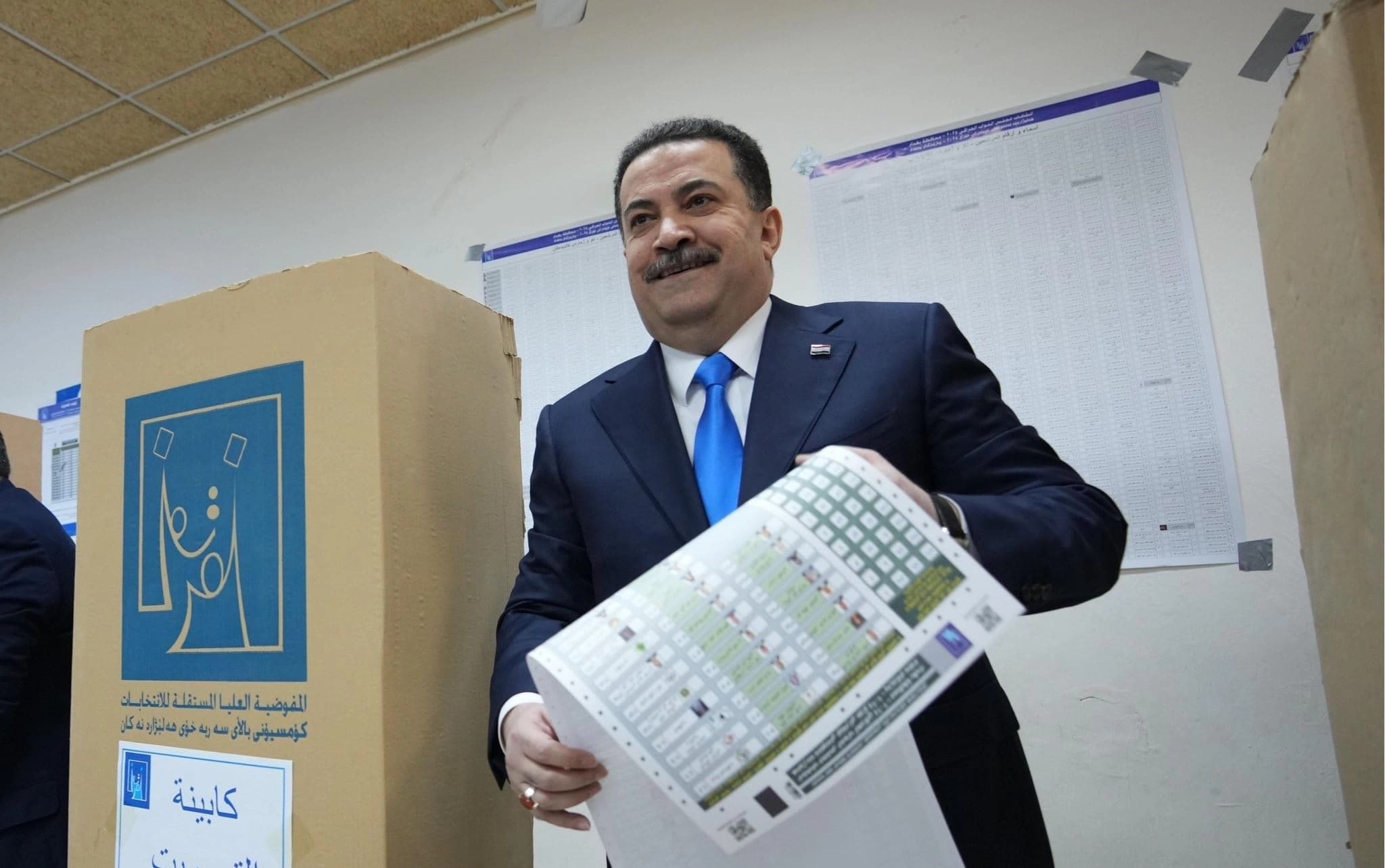 Iraqi Prime Minister Mohammed Shia' al-Sudani casts his ballot for the Iraqi legislative election on November 11, 2025. Photo: IraqiPMO/X