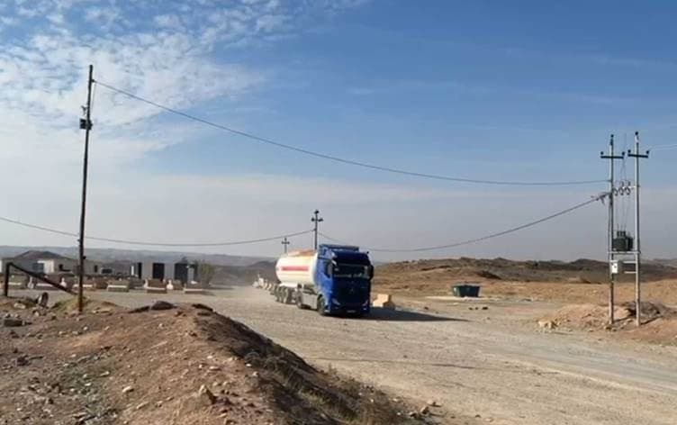 Image of an LPG transport tanker departing the Khor Mor gas facility on Saturday, November 29, 2025, three days after the critical facility came under a drone attack. Photo: Rudaw/screengrab