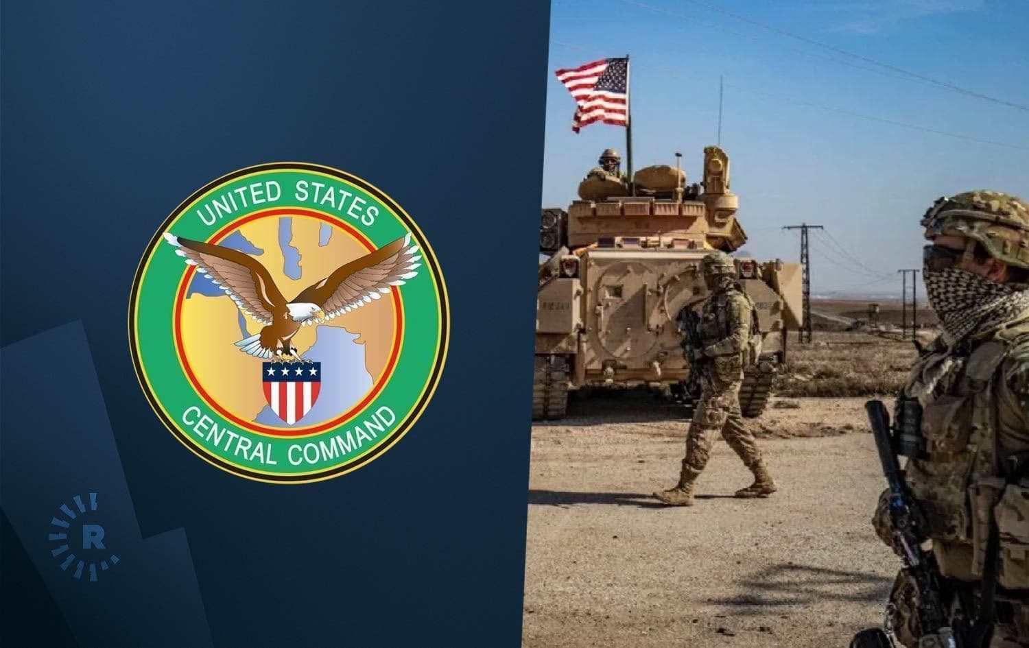Logoya CENTCOMê û hêzên Amerîkayê /Wêne: Rûdaw Grafîk