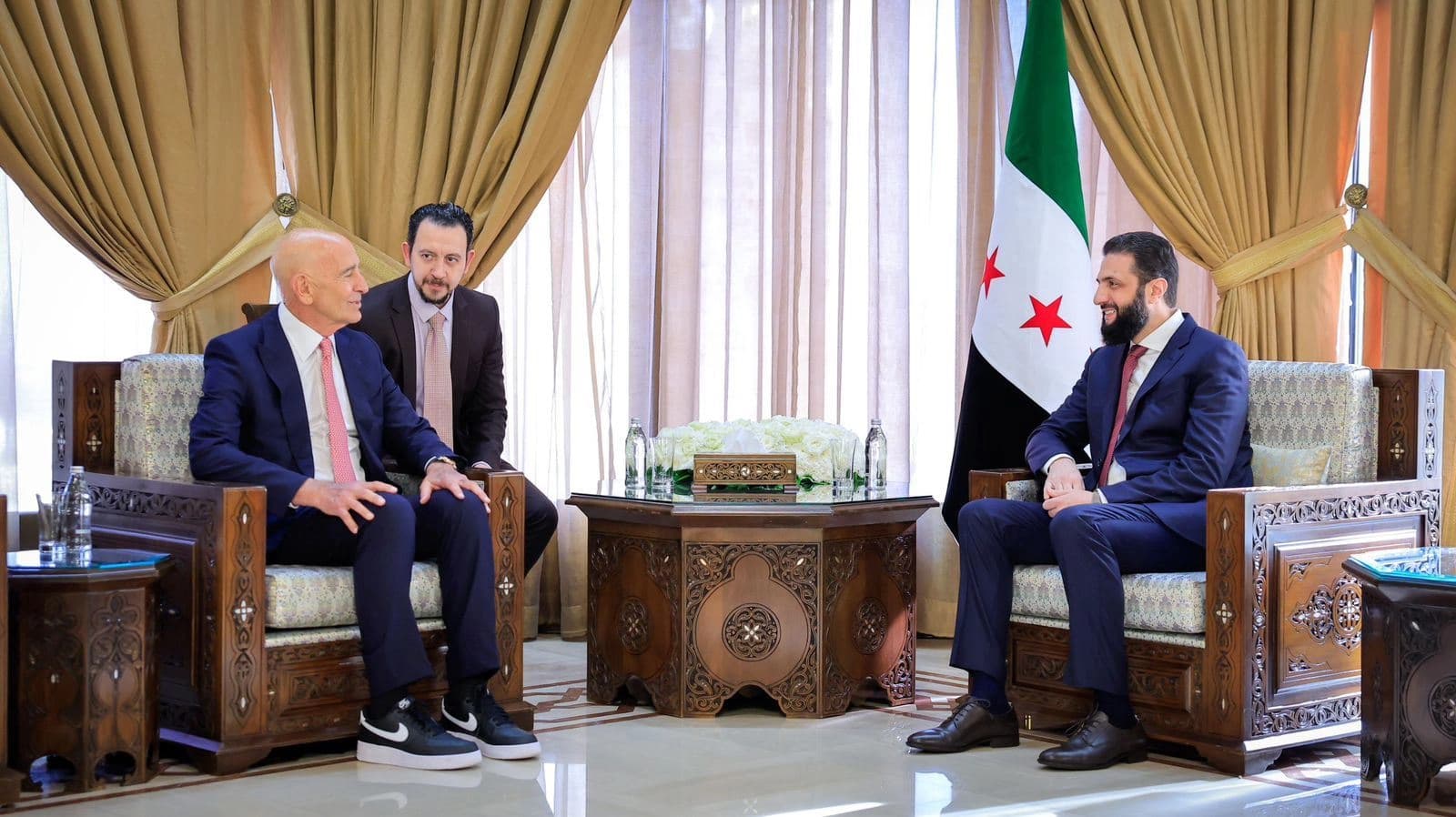 Ehmed Şer û Thomas Barrack / Wêne: Serokkomariya Sûriyeyê