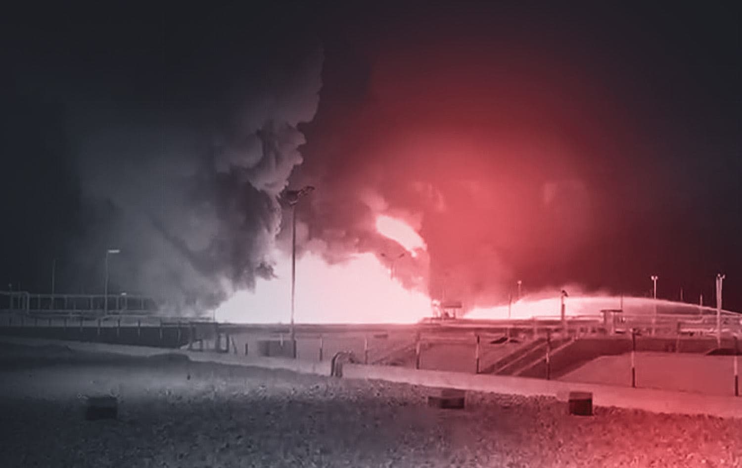 Image of drone attacks on Sulaimani province's Khor Mor gas field on November 26, 2025.