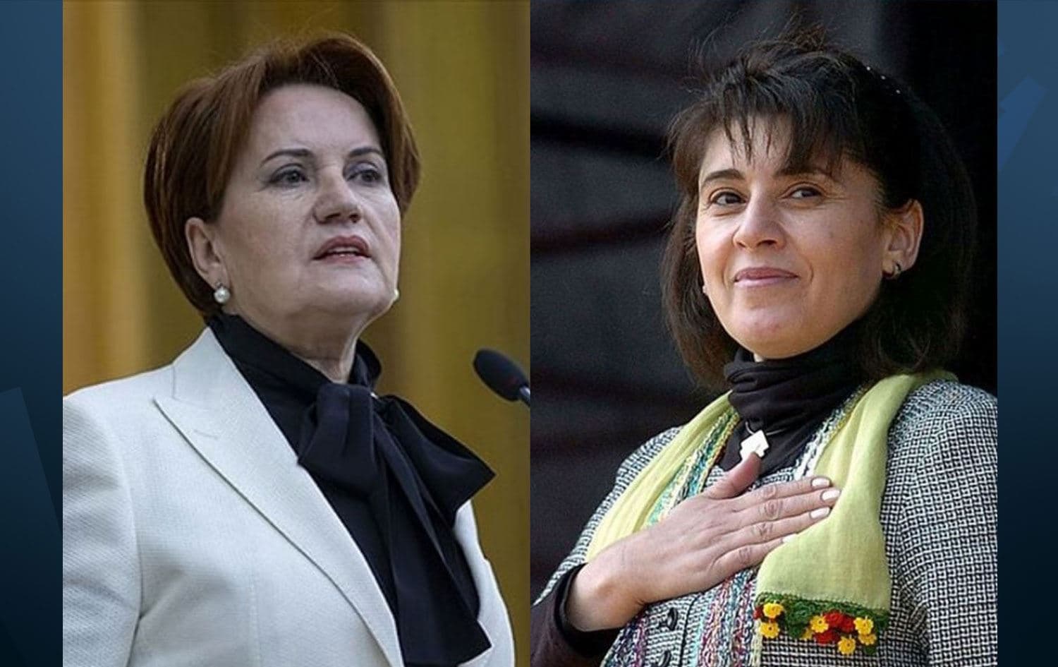 Meral Akşener (li çepê) û Leyla Zana / Wêne: Rûdaw Grafîk