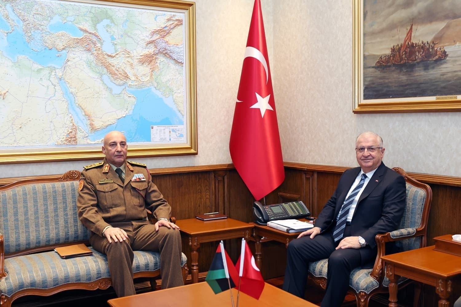 Chief of Staff of the Libyan Armed Forces, General Mohammed Ali Ahmed Al-Haddad (left) in a meeting with Turkish Defense Minister Yasar Guler on Tuesday, December 23, 2025. Photo: AA