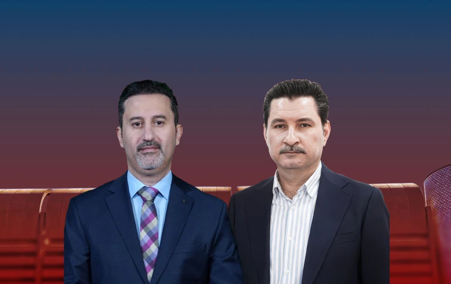 Halwest Movement lawmaker Rebwar Karim (left) and Shakhawan Abdullah of the Kurdistan Democratic Party (KDP). Graphic: Rudaw 
