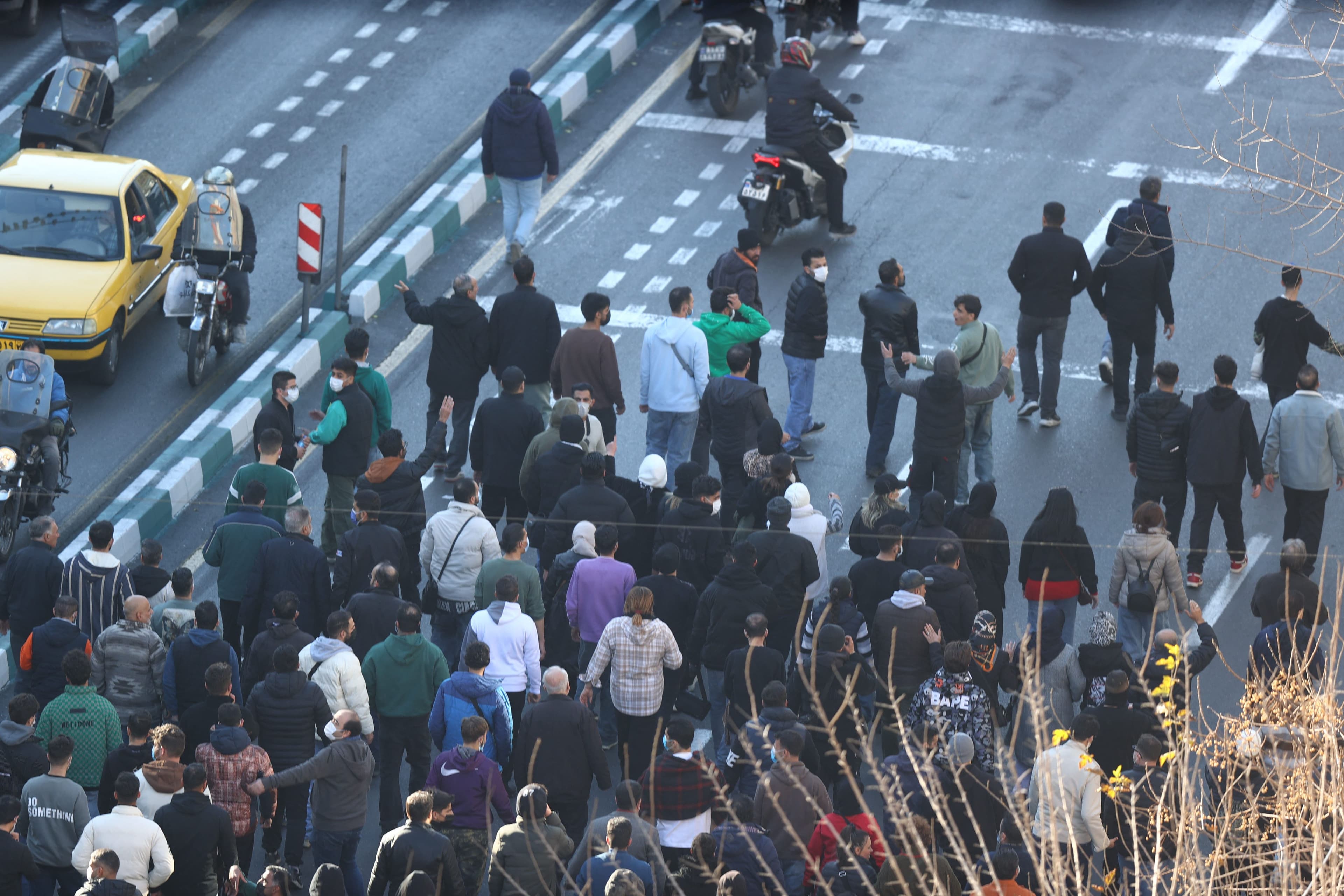 Shopkeepers and traders protest in the street against the economic conditions and Iran's embattled currency in Tehran on December 29, 2025. Photo: Fars News Agency via AFP.