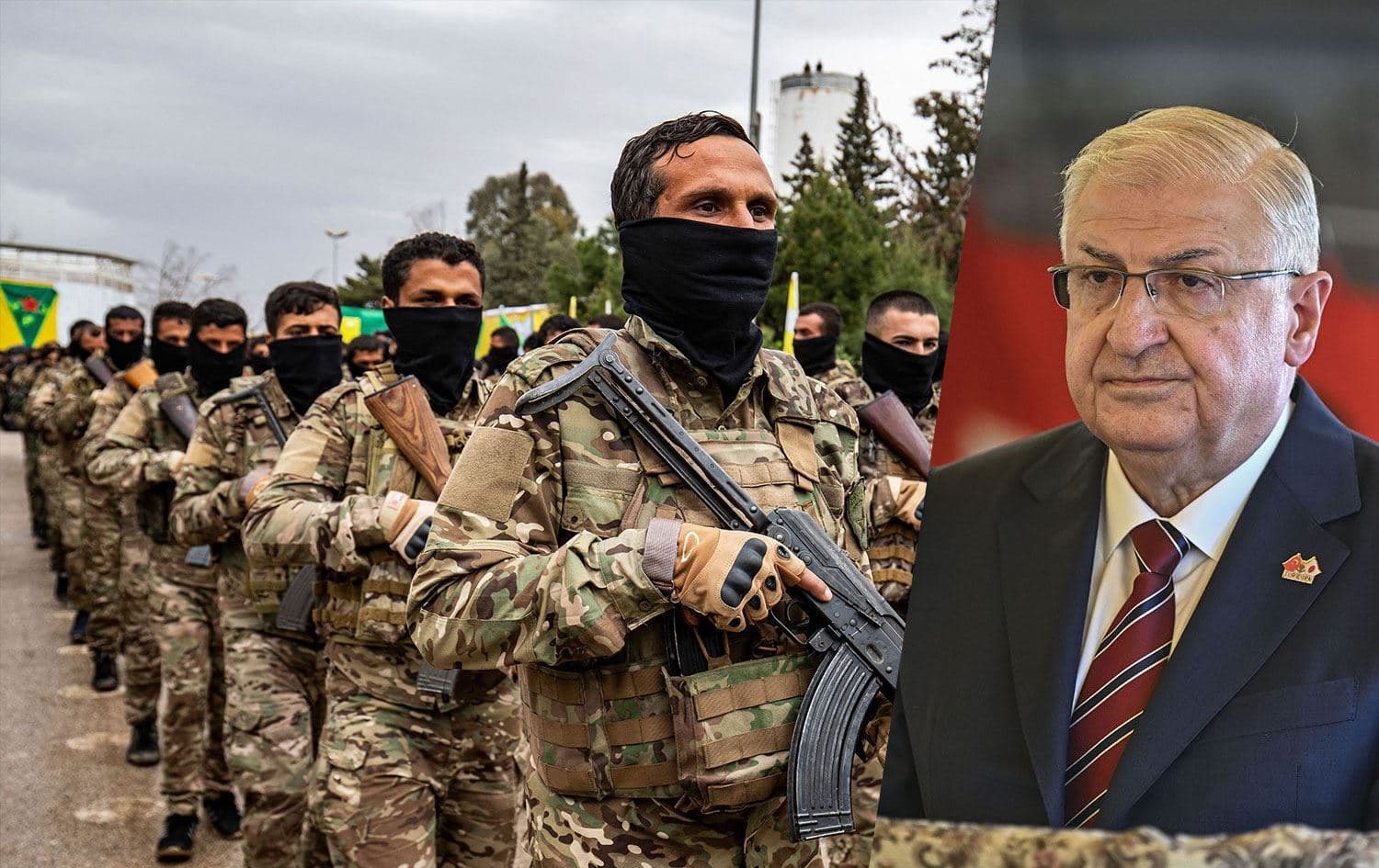 Şervanên HSDyê û Wezîrê Parastinê yê Tirkiyeyê Yaşar Guler / Wêne: Rûdaw Grafîk