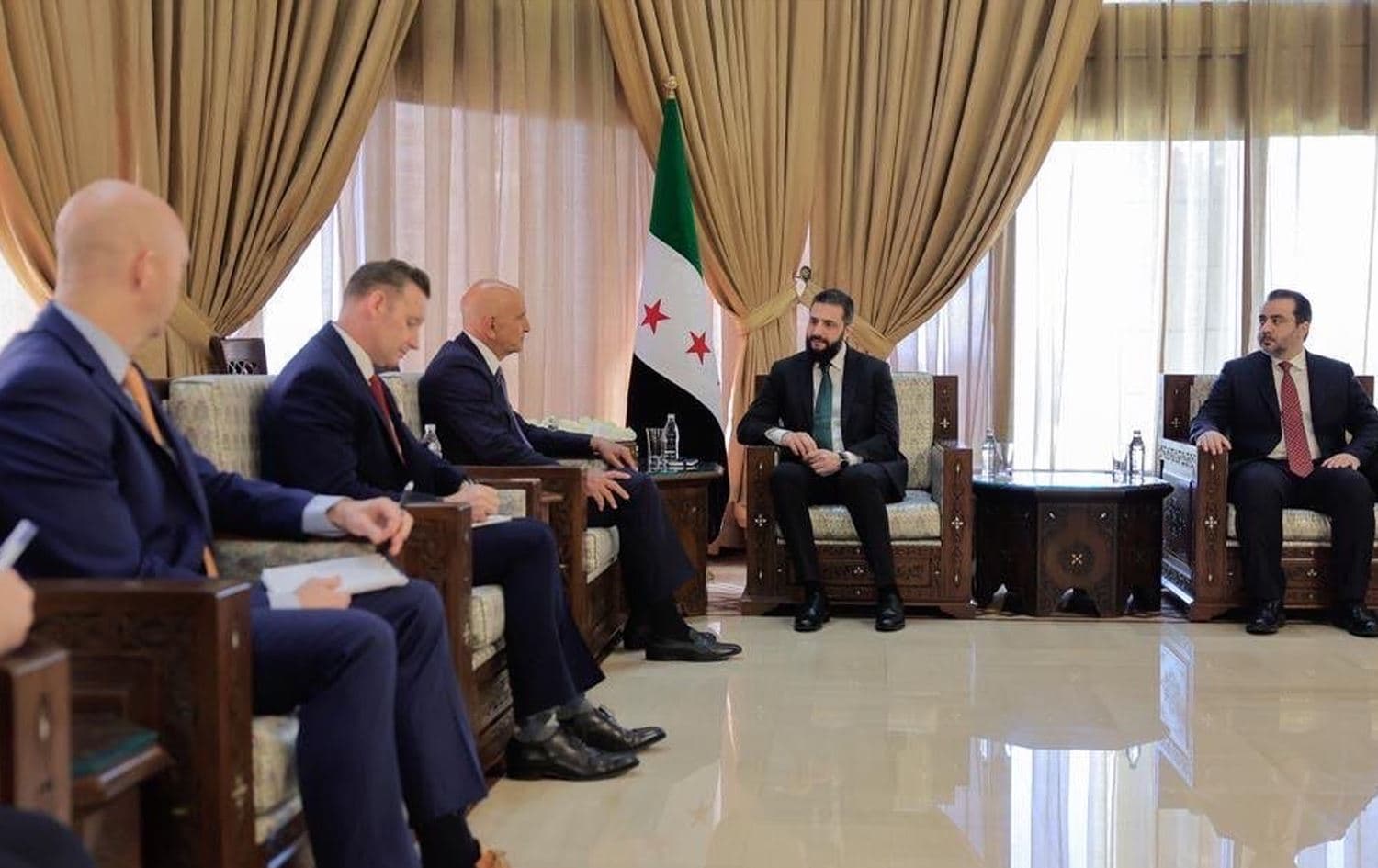 US Special Envoy for Syria Tom Barrack and Syrian interim President Ahemed al-Sharaa meeting in Damascus on January 10, 2026. Photo: Tom Barrack/X