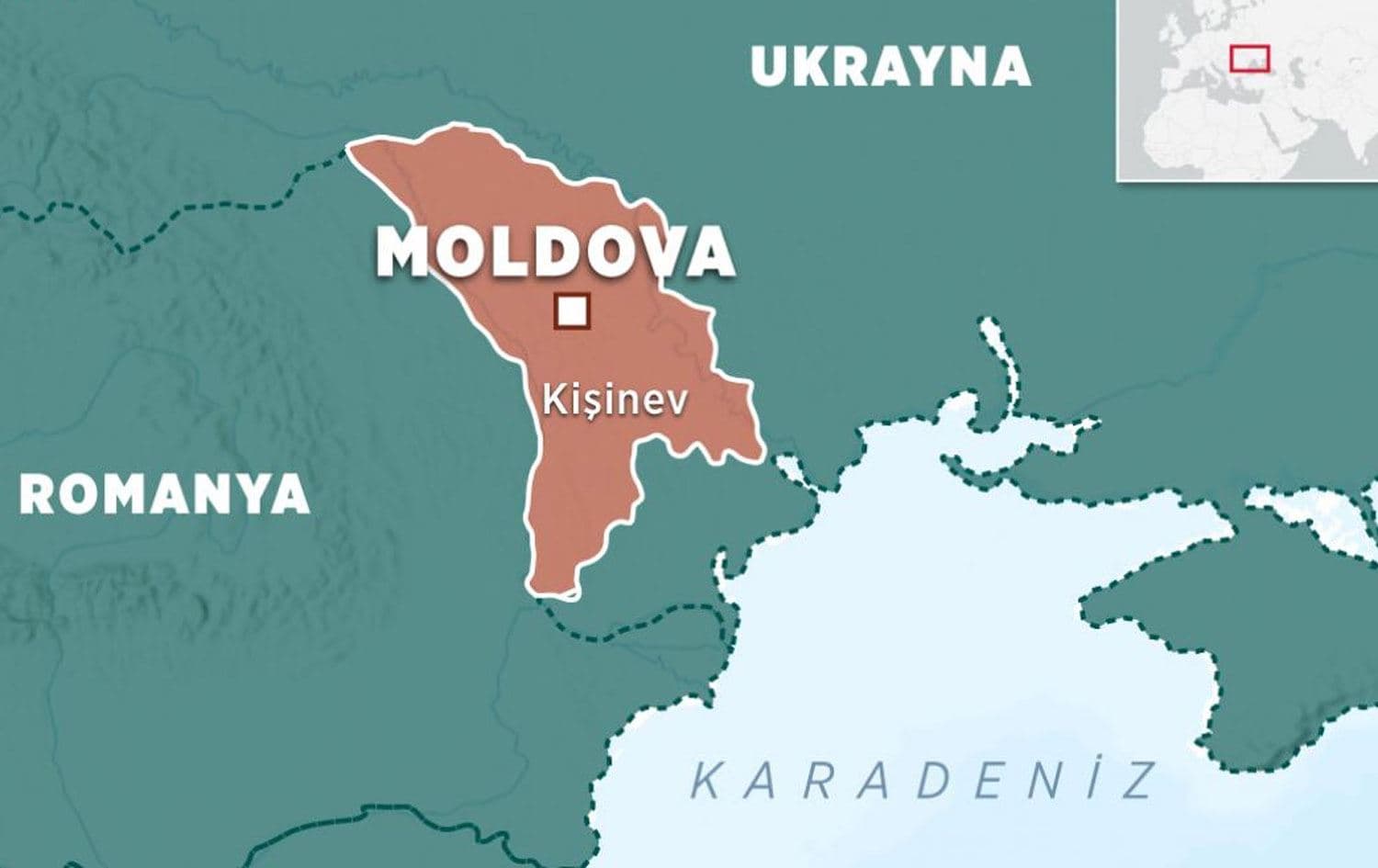 Romanya ve Moldova'nın konumunu gösterir harita