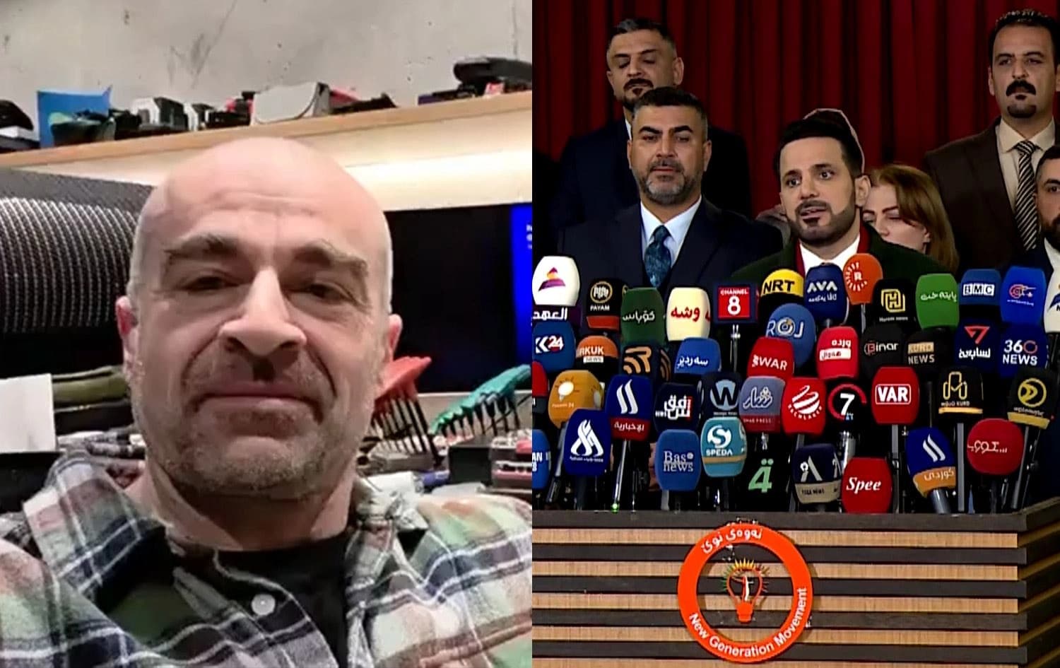 PUK leader Bafel Talabani (left) appeared in a video message on Thursday, as Shaswar Abdulwahid (right) held a press conference the same day, January 15, 2026.