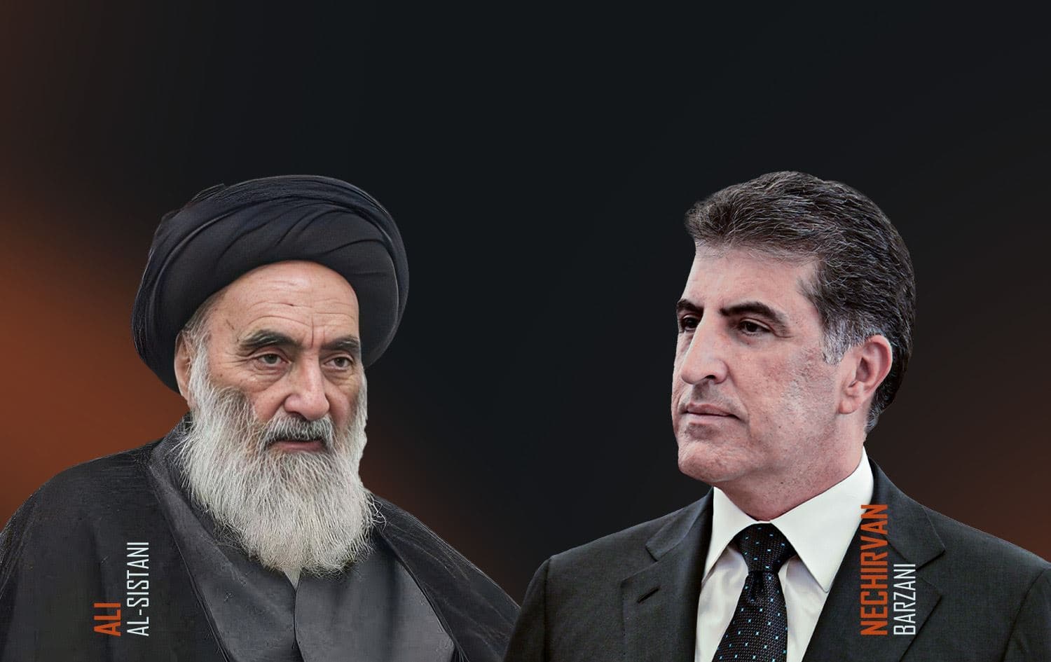 Elî Sîstanî û Nêçîrvan Barzanî\ Wêne: Rûdaw Grafîk