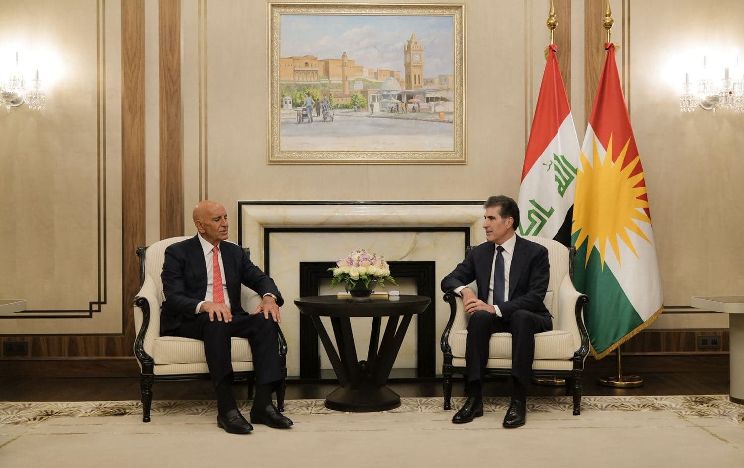 Kurdistan Region President Nechirvan Barzani, in a meeting with US Special Envoy to Syria Tom Barrack in Erbil on January 17, 2025. Photo: Kurdistan Region Presidency