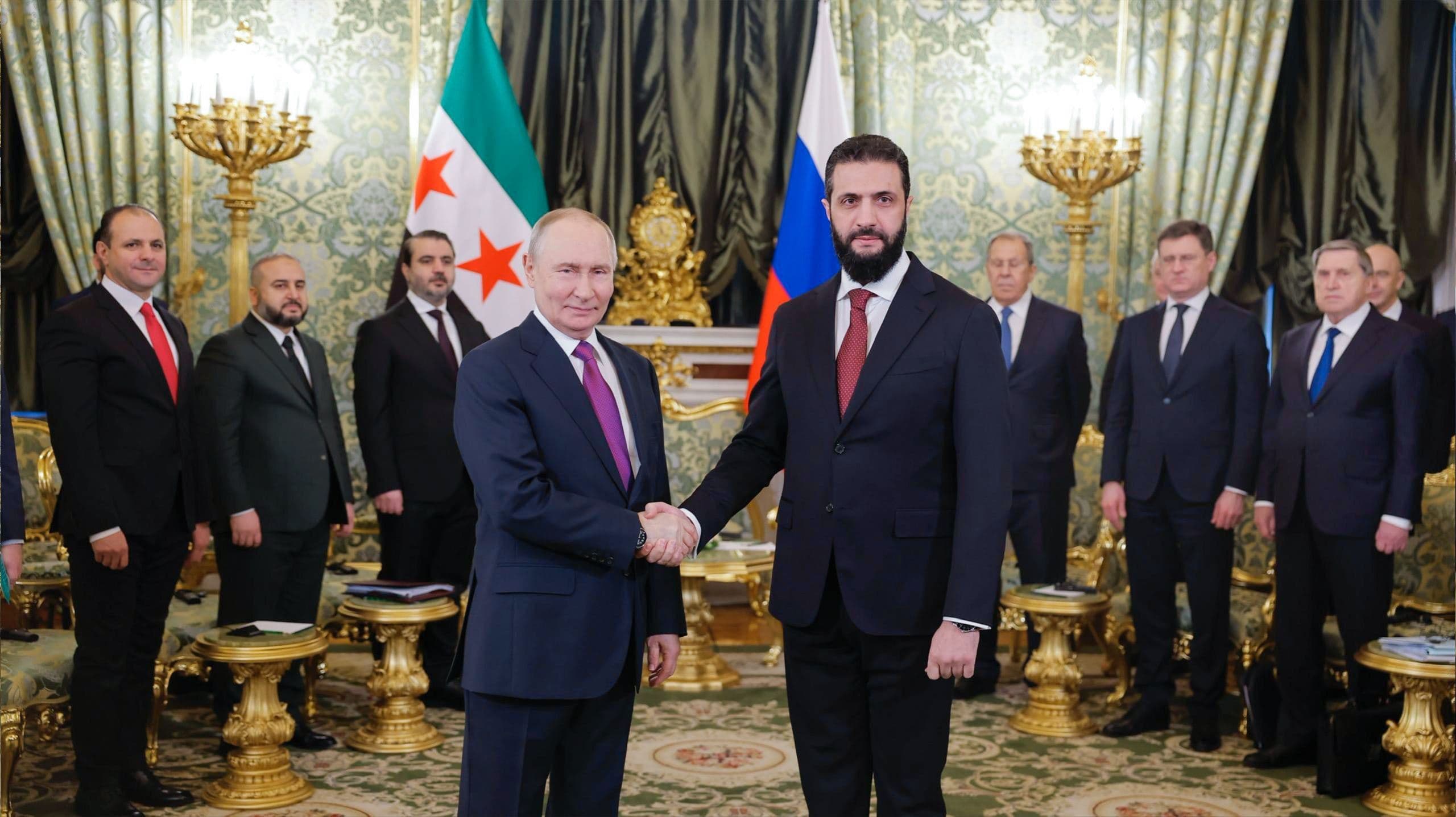 Putin and Sharaa meeting in Moscow on January 28, 2026. Photo: Syrian presidency 