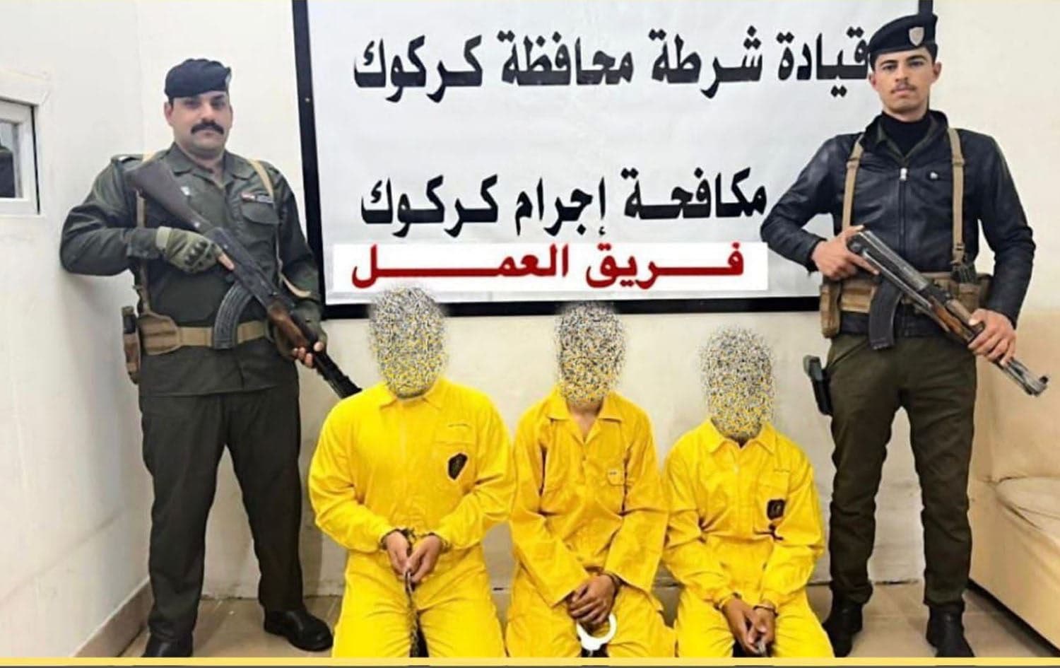 سێ تۆمەتبارەکە دوای دەستگیرکردنیان لە کەرکووک