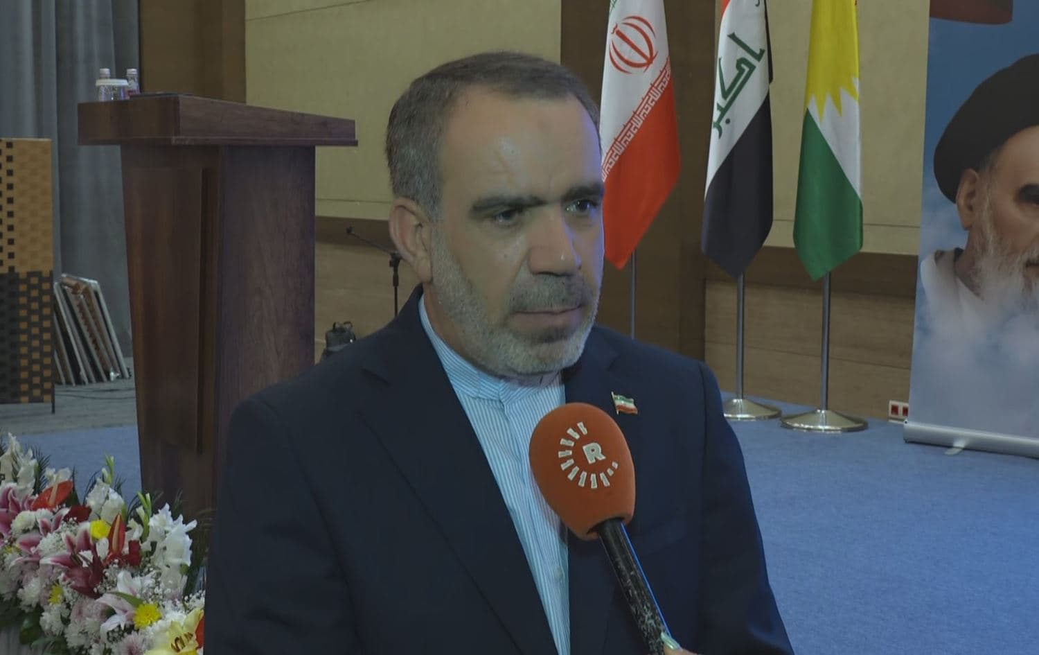 Iran’s consul general to Erbil, Faramaz Asadi, speaking to Rudaw in Erbil on February 10, 2026. Photo: Screengrab / Rudaw 