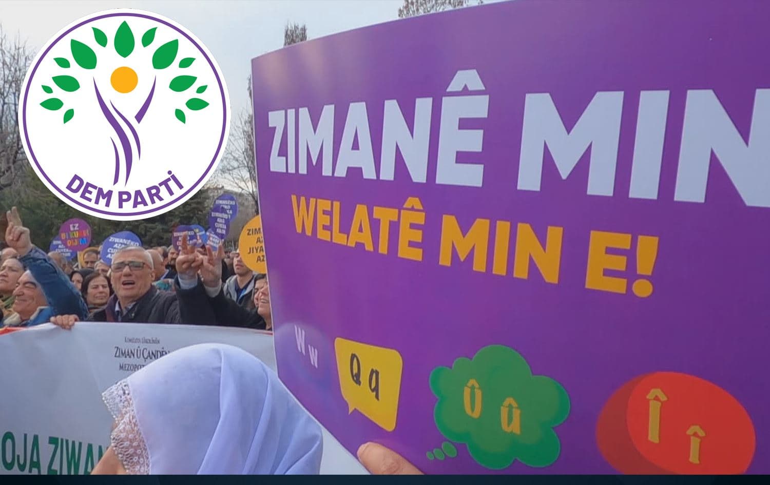 Xwenîşandeneke ji bo piştgiriya zimanê Kurdî / Wêne: Rûdaw Grafîk