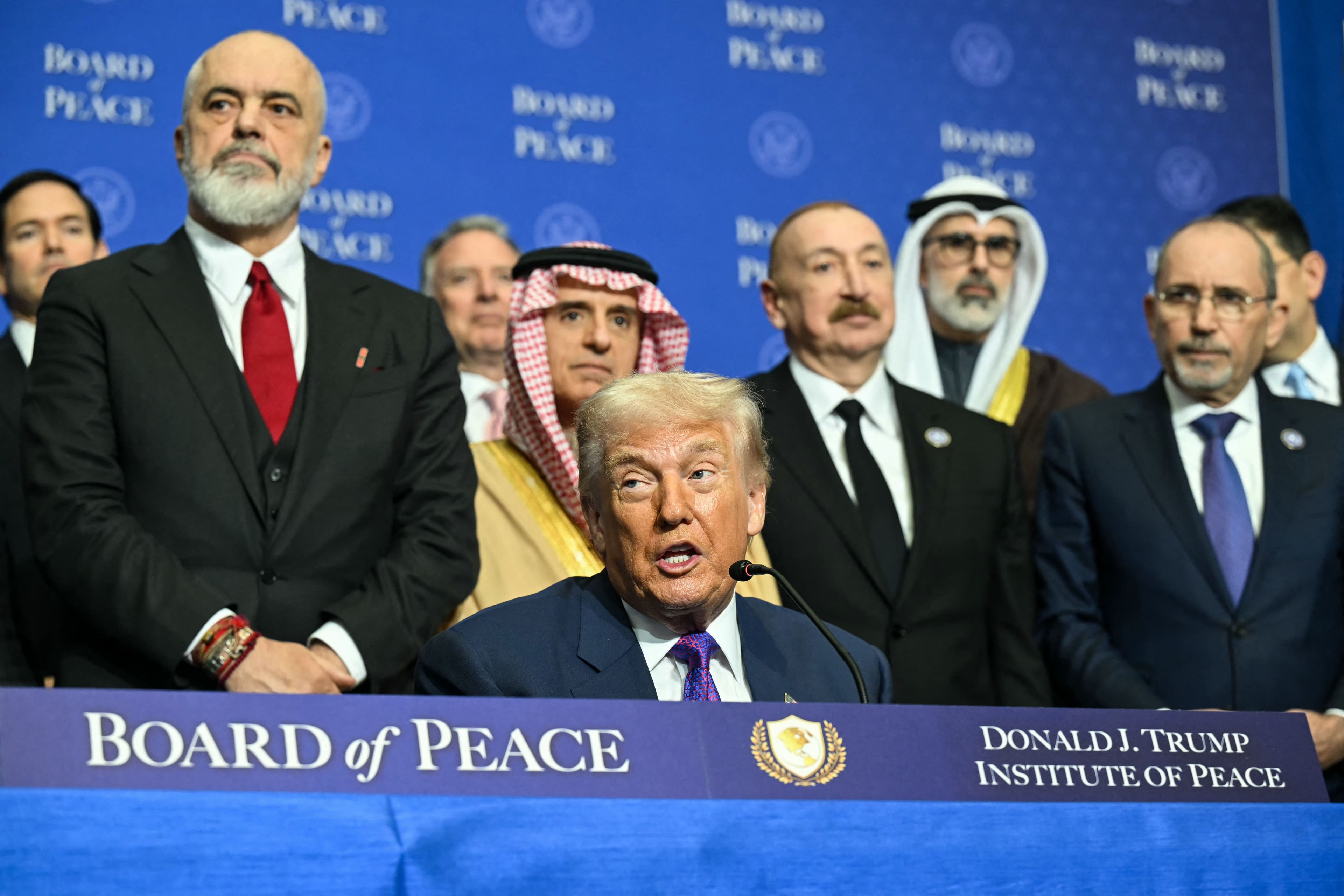 US President Donald Trump speaks during a signing ceremony at the inaugural meeting of the "Board of Peace" at the US Institute of Peace in Washington, DC, on February 19, 2026. Photo: AFP