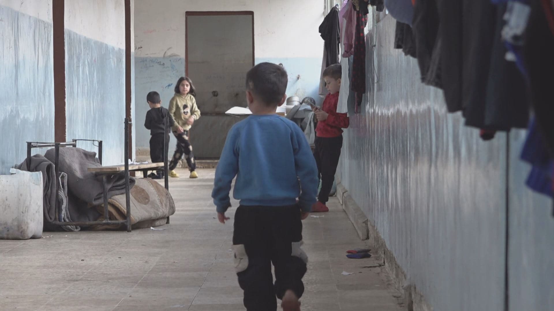 Displaced children from Afrin shelter in a school in Hassaka, Rojava, on February 19, 2026. Photo: Screengrab/Rudaw