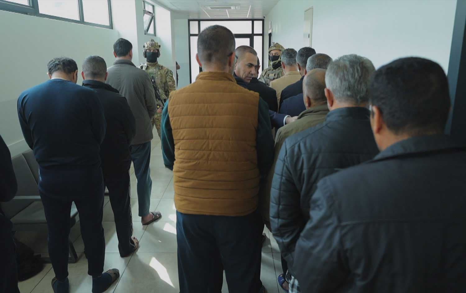 Detainees arrested over Furaltadone import in Sulaimani, with the footage filmed for Lagal Ranj program on February 21, 2026. Photo: Screengrab/ Rudaw