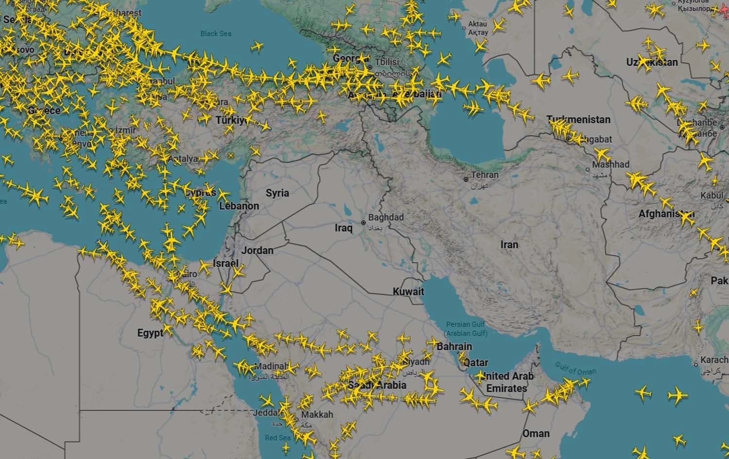 Asmanên Îraqê / Wêne: Flightradar 24
