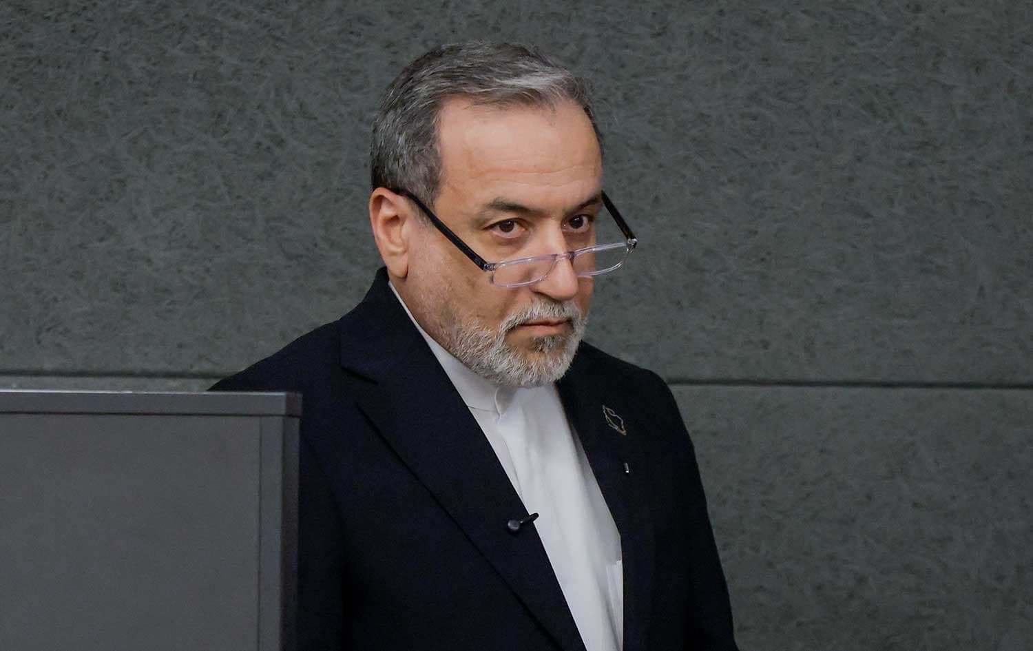 Iran's Foreign Minister Abbas Araghchi on the sideline of a second round of US-Iranian talks with Washington in Geneva, on February 17, 2026. AFP