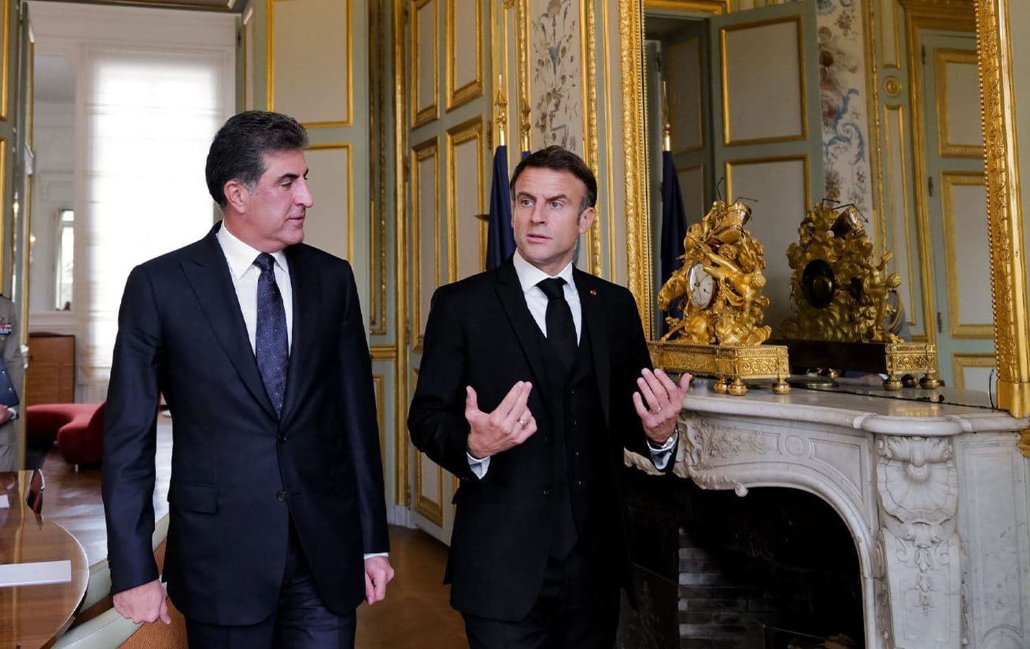 Kurdistan Region President Nechirvan Barzani in a meeting with France's Emmanuel Macron in Paris on November 3, 2023. File photo: Office of President Barzani