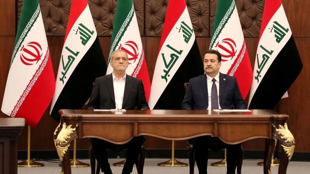 Foto: Irak Başbakanı Muhammed Şiya es-Sudani ile İran Cumhurbaşkanı Mesud Pezeşkiyan