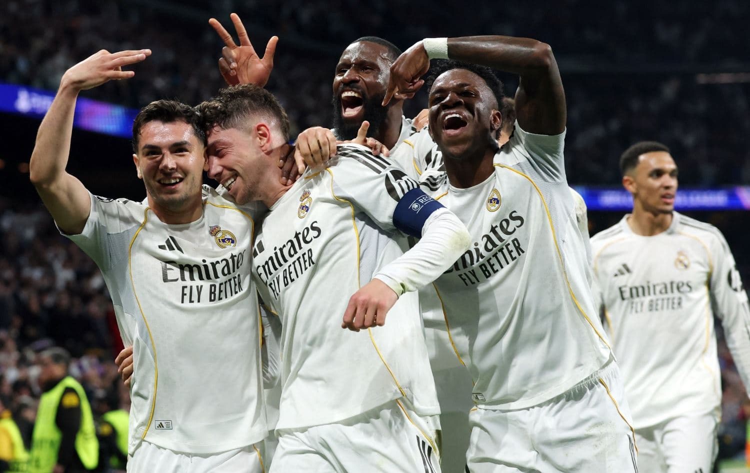 Kêfa listikvanên Real Madridê ya piştî golê / Wêne: AFP
