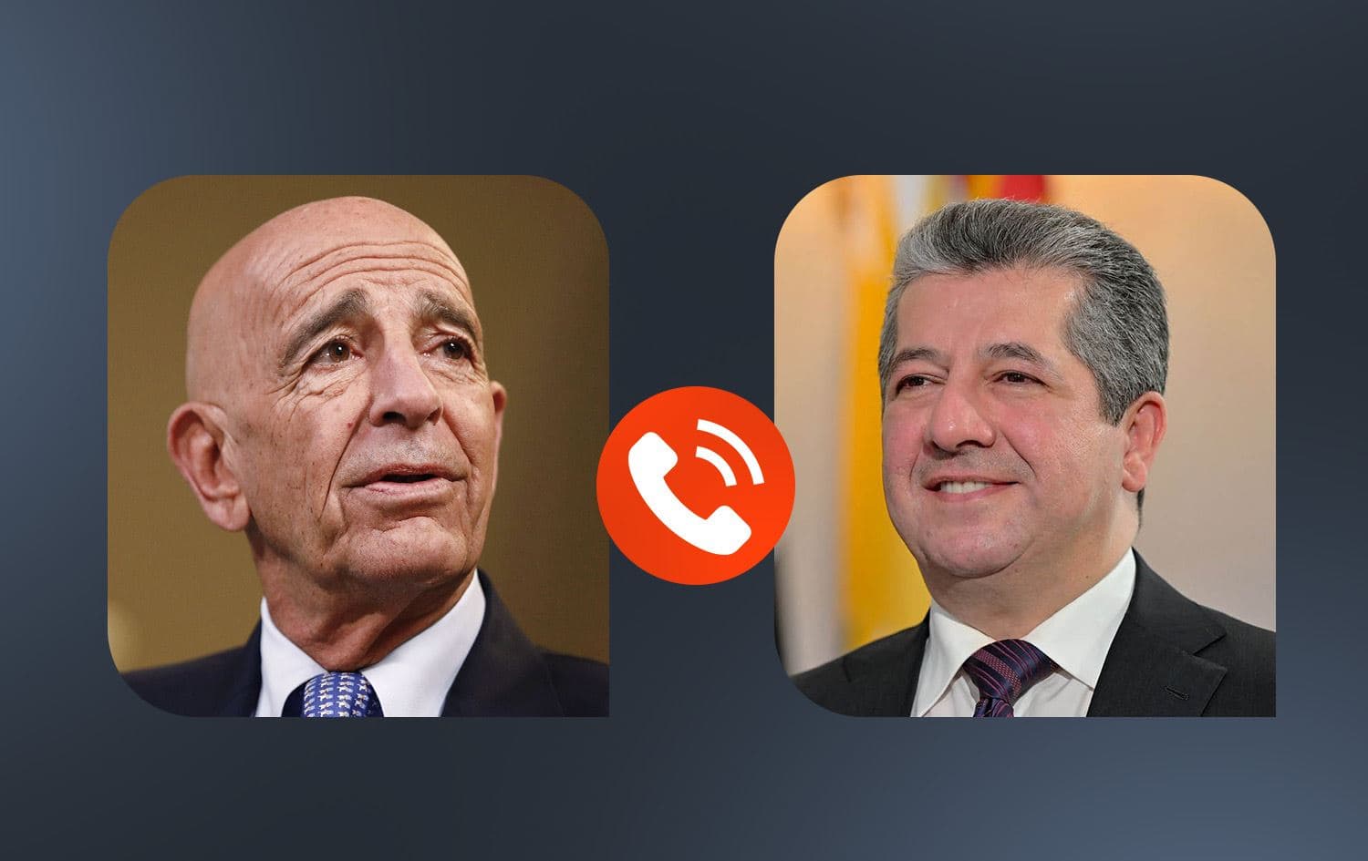 Kürdistan Bölgesi Başbakanı Mesrur Barzani, bu akşam ABD’nin Suriye Özel Temsilcisi ve Ankara Büyükelçisi Tom Barrack ile bir telefon görüşmesi gerçekleştirdi