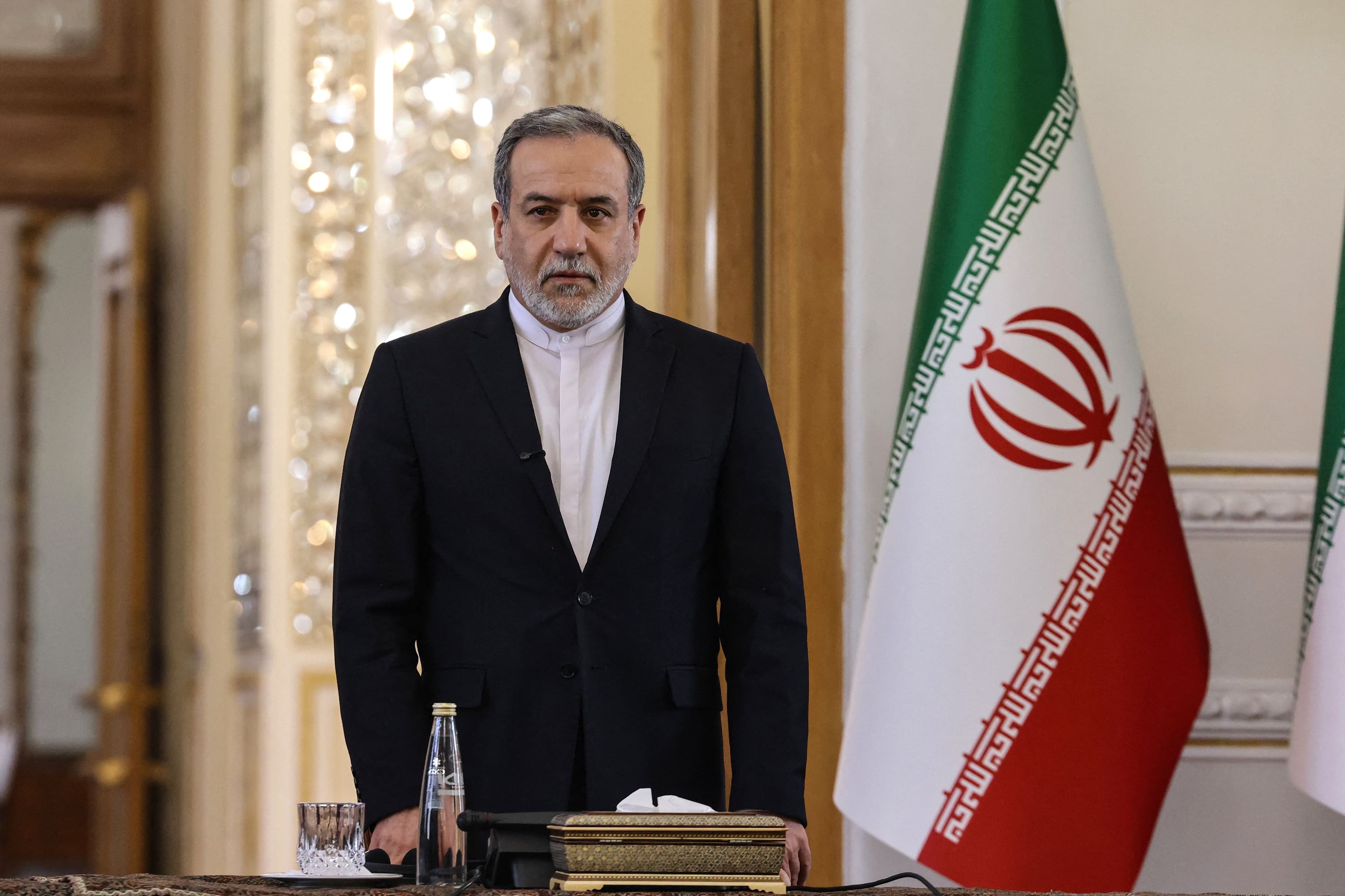 Iranian Foreign Minister Abbas Araghchi addresses foreign ambassadors to Iran, in Teheran on October 5, 2025. AFP file photo
