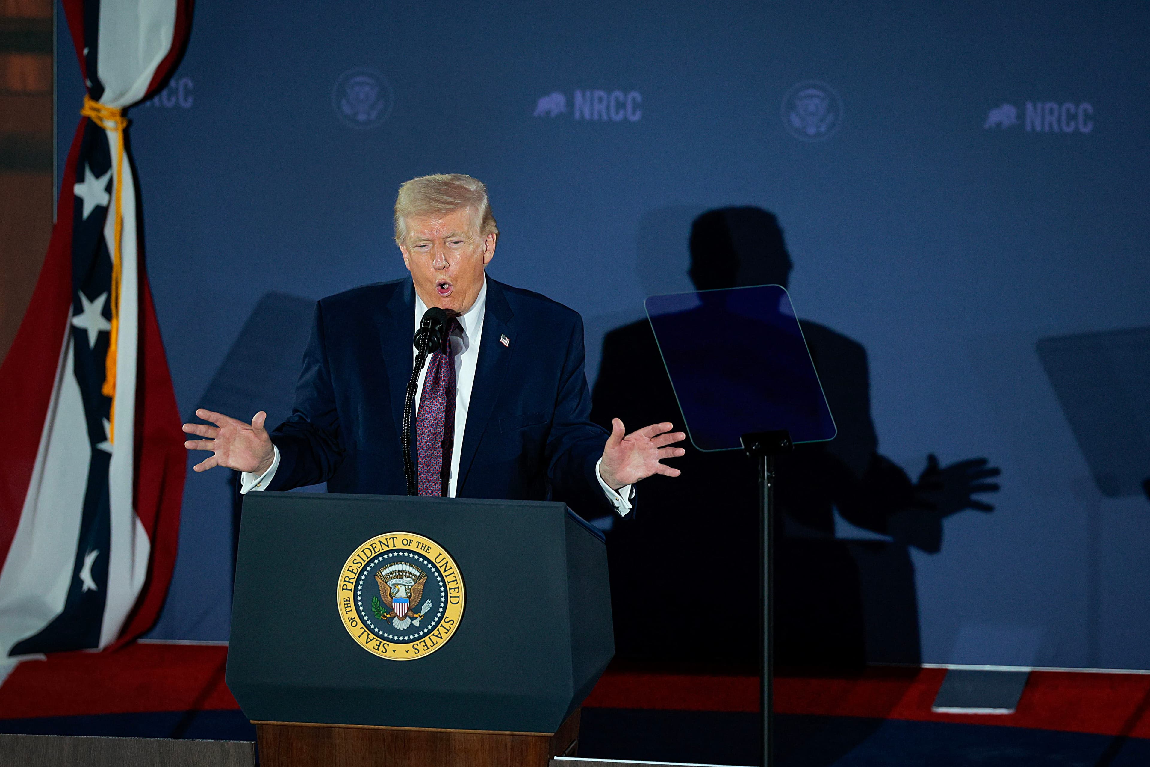 President Donald Trump speaks during the National Republican Congressional Committee's annual fundraising dinner at Union Station on March 25, 2026 in Washington, DC. Photo: AFP