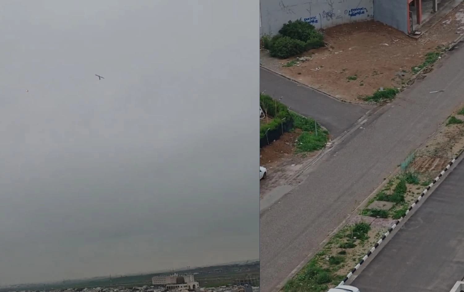 درۆنێک لە ئاسمانی هەولێر دوای تێکشکاندنی کەوتە گەڕەکی 32ـی پارک