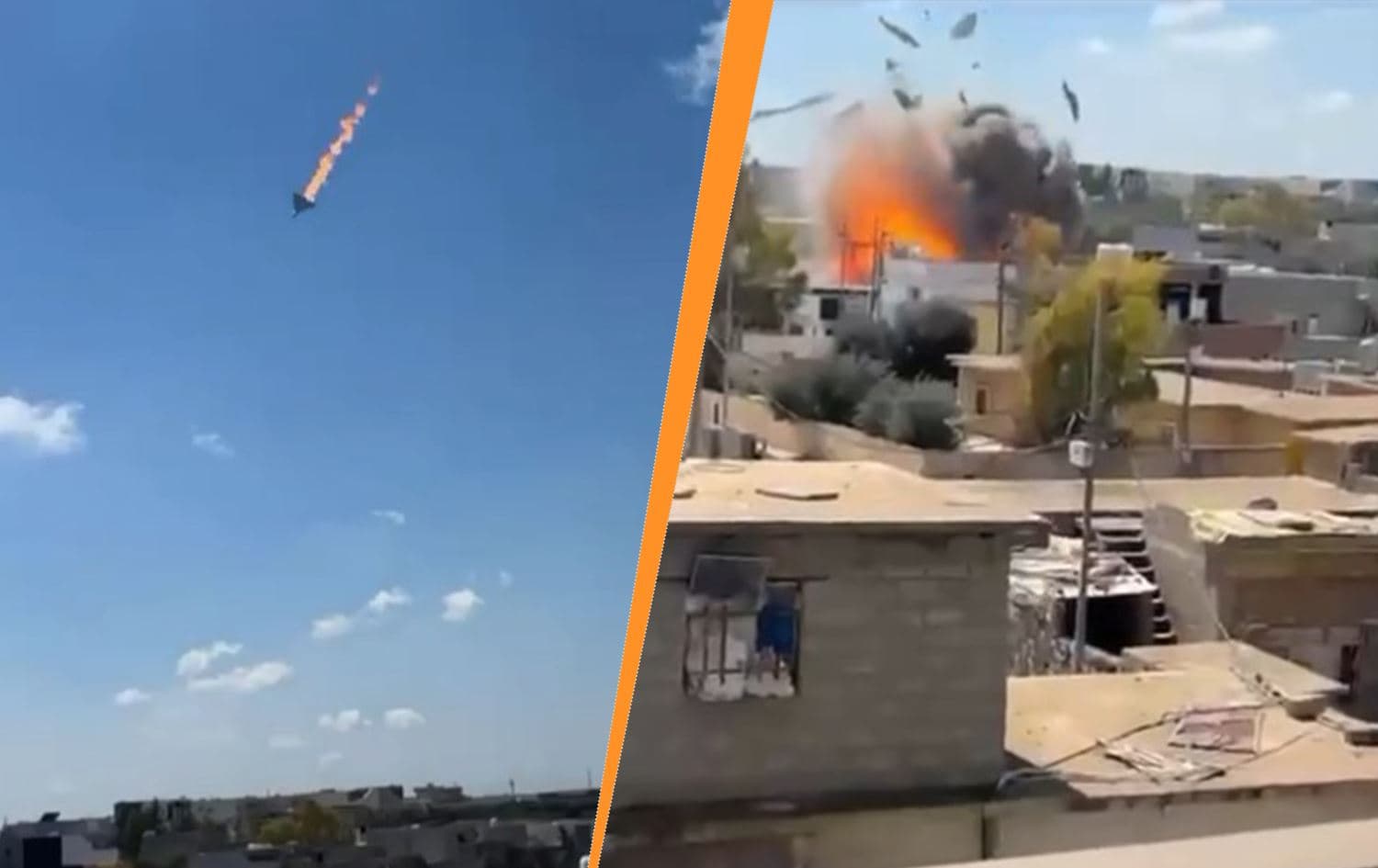 The moment a drone crashed in the Sebiran residential compound in Ebril on March 31, 2026. Photo: Screengrab/ submitted.