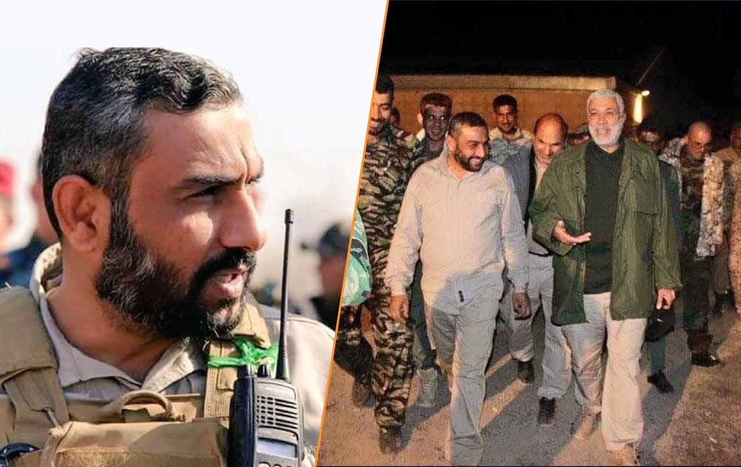 Haydar al-Gharawi,  leader and secretary-general of the Harakat Ansar Allah al-Awfiya Iran-aligned Iraqi armed group, pictured alongside Abu Mahdi al-Muhandis, the late deputy chief of Iraq’s Popular Mobilization Forces (PMF). File photo: PMF