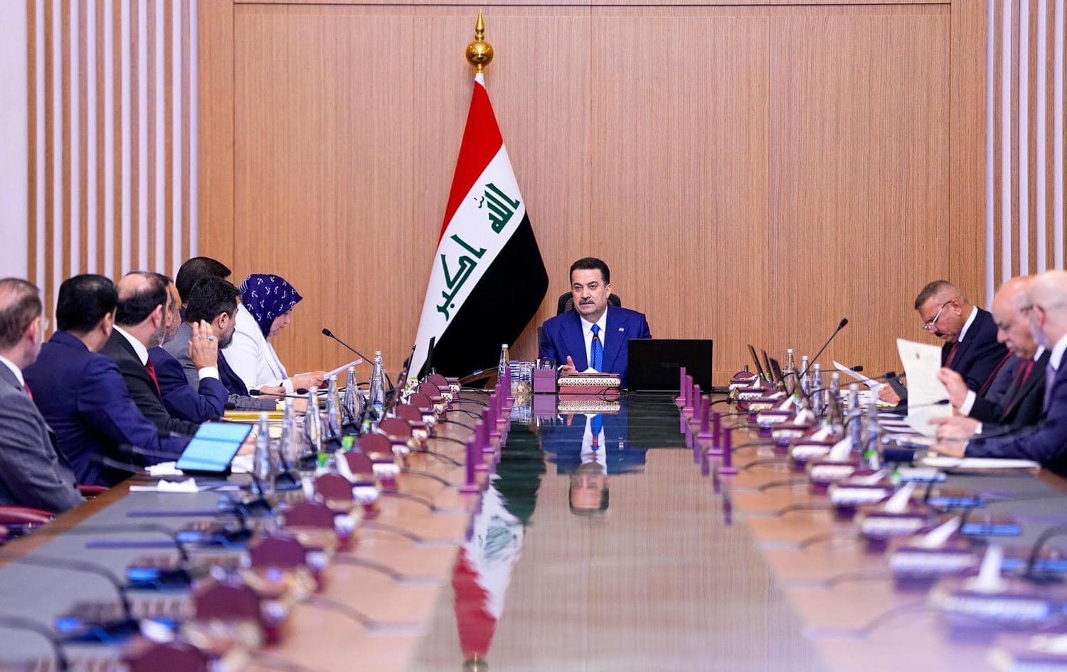 Iraq's outgoing Prime Minister Mohammed Shia' al-Sudani chairs a cabinet meeting in Baghdad on April 28, 2026. Photo: IraqiPMO/X
