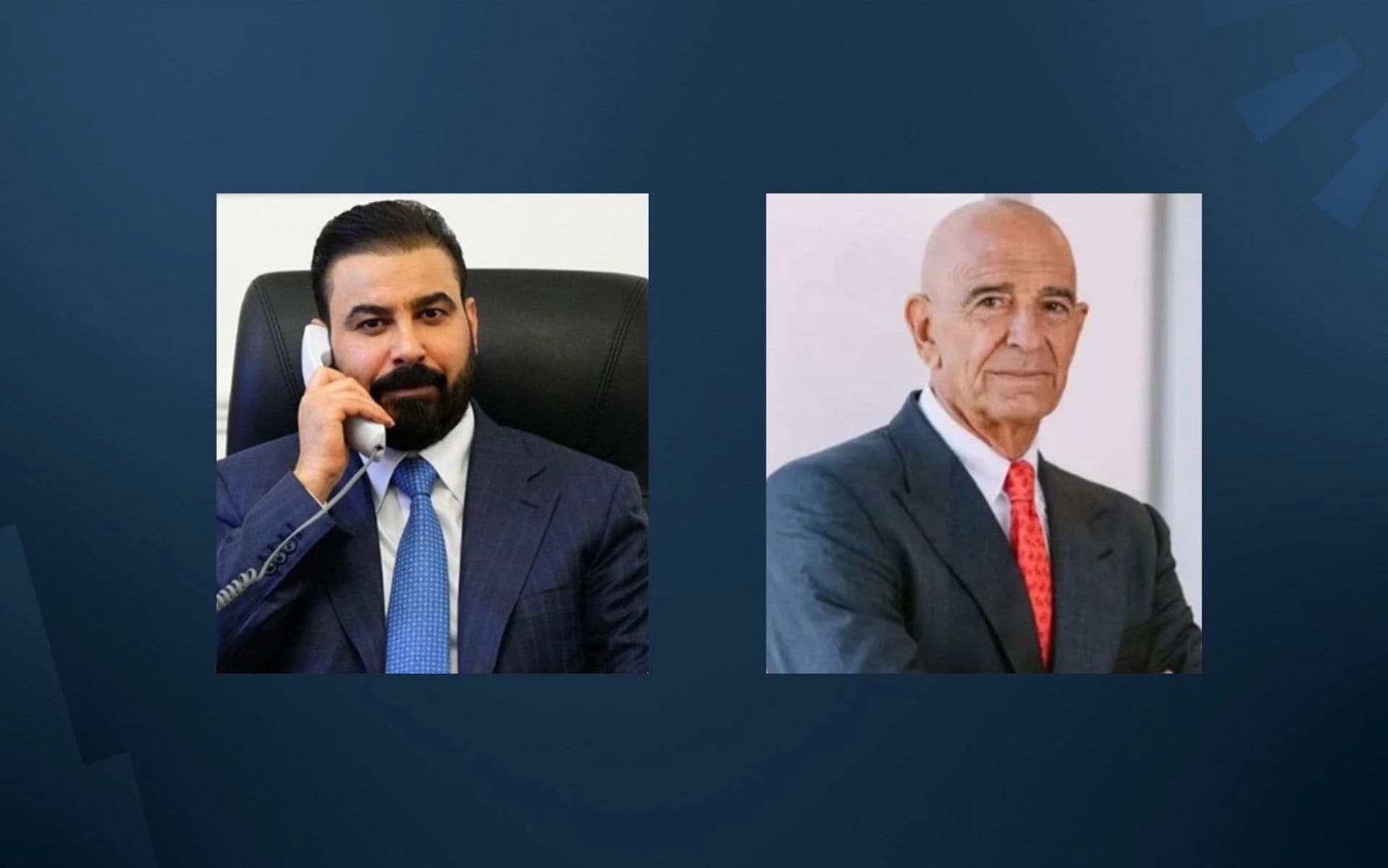 Elî Falih Zeydî û Tom Barrack / Wêne: Rûdaw Grafîk