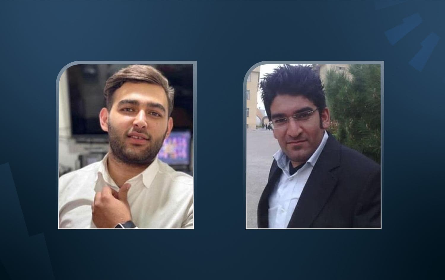 Naser Bakrzadeh (left), and Yaghoub Karimpour, two political prisoners from ethnic minority groups, were executed on Saturday, May 2, 2026, by  Iranian authoritie on charges of spying for Israel. Graphic: Rudaw