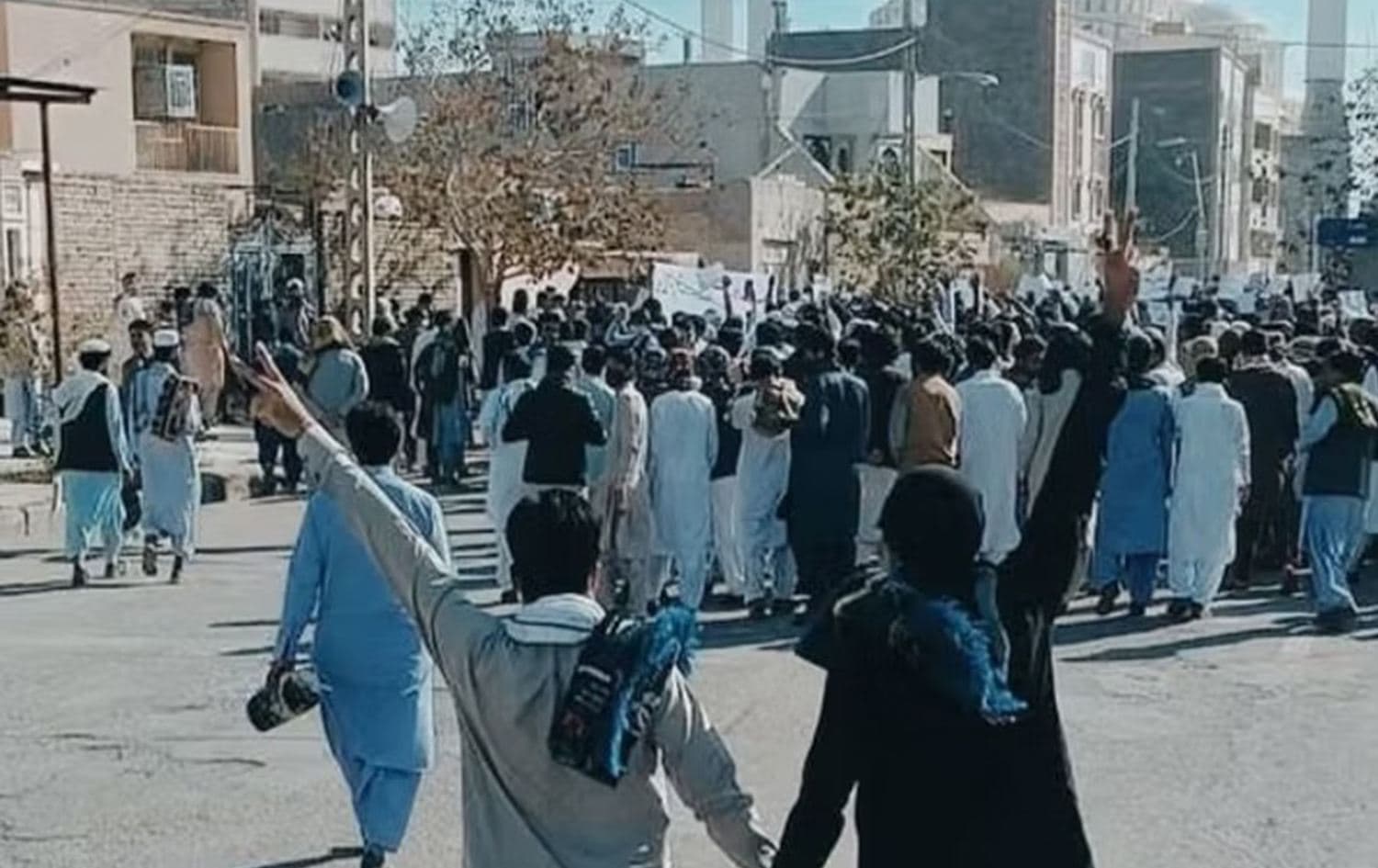 Protesters marching in Zahedan city, Sistan and Baluchistan province. File photo: AFP