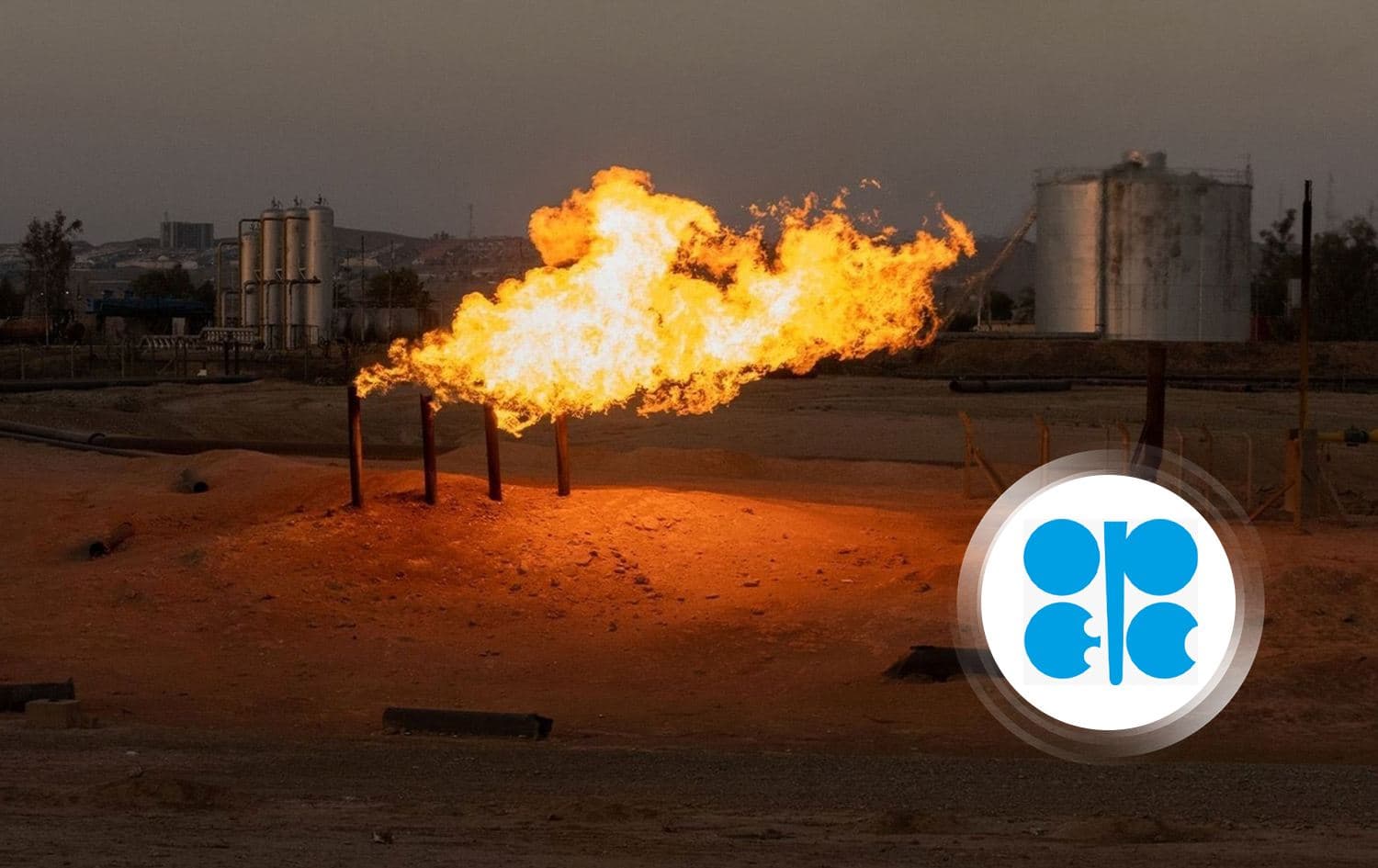An Iraqi oil field and OPEC logo. Graphic: Rudaw 